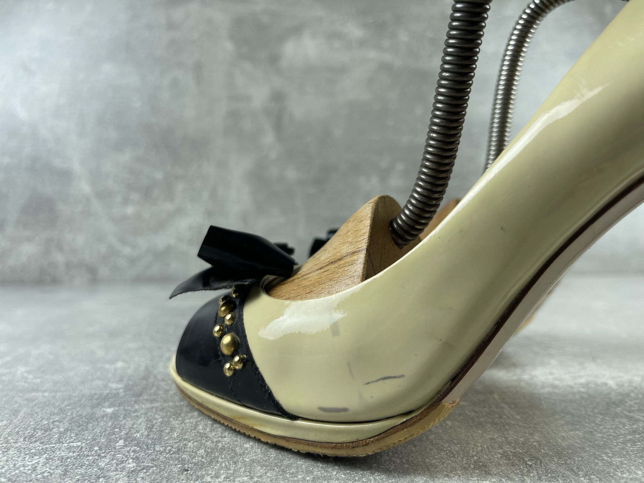 Miu Miu Miu miu rubber open toe beige / black pumps heels shoe Size US 8 / IT 38 - 7 Thumbnail