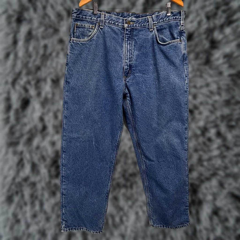 Carhartt Carhartt Fleece Lined Jeans Sz 40 x 30 Mens Blue Relaxed Fit Warm Size US 40 / EU 56 - 1 Thumbnail