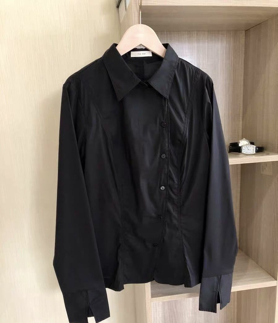 The Row The Row Black Stretch Cotton Shirt (Excellent Condition) Size M / US 6-8 / IT 42-44 - 1 Thumbnail