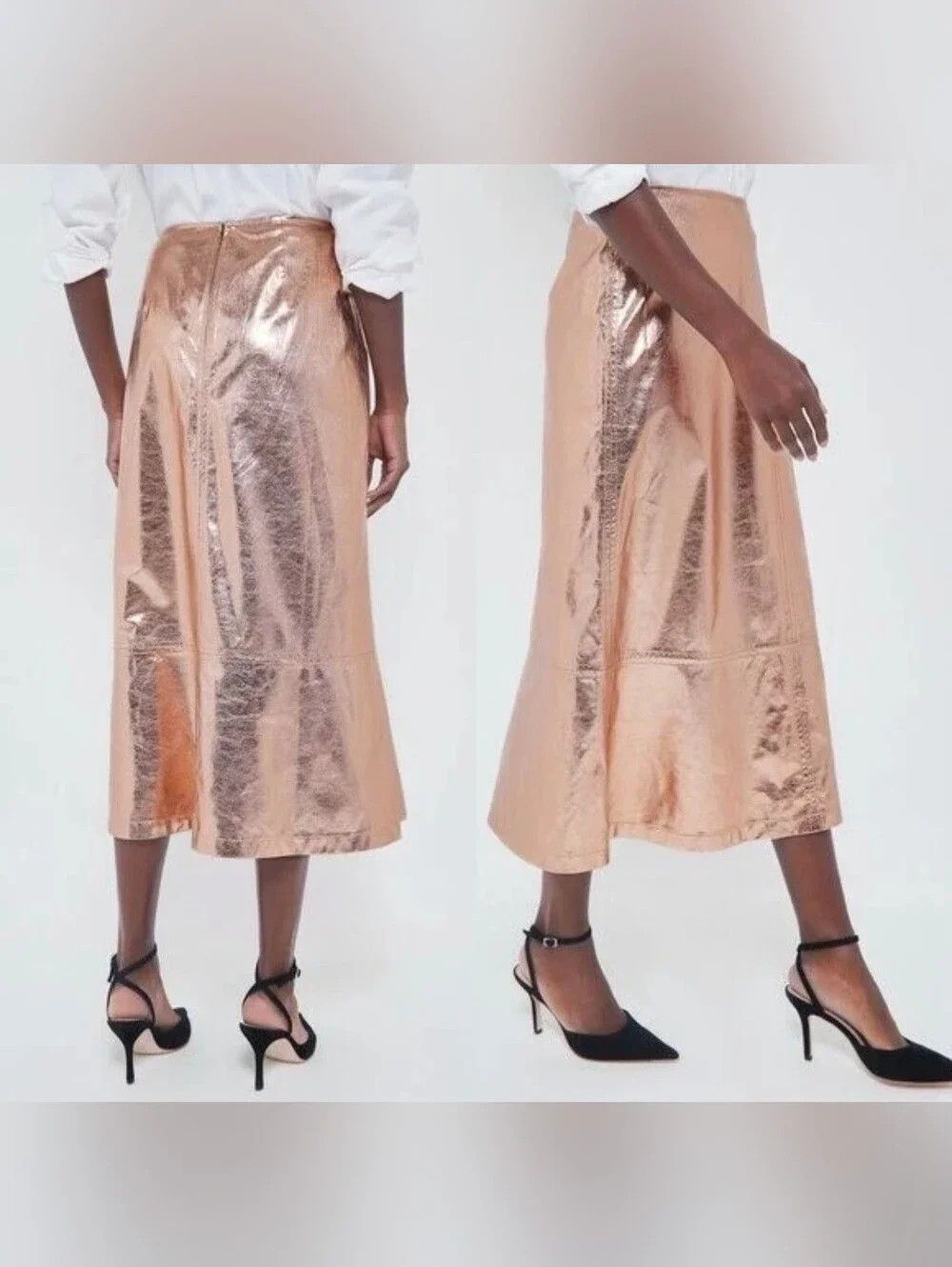 Other Tuckernuck x India Hicks Rose Gold Metallic London Skirt NWT Size 32" / US 10 / IT 46 - 2 Thumbnail
