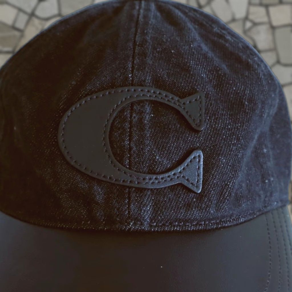 Coach Coach Baseball Hat Men's ML Leather Brim Black Denim Sig C Size ONE SIZE - 1 Thumbnail