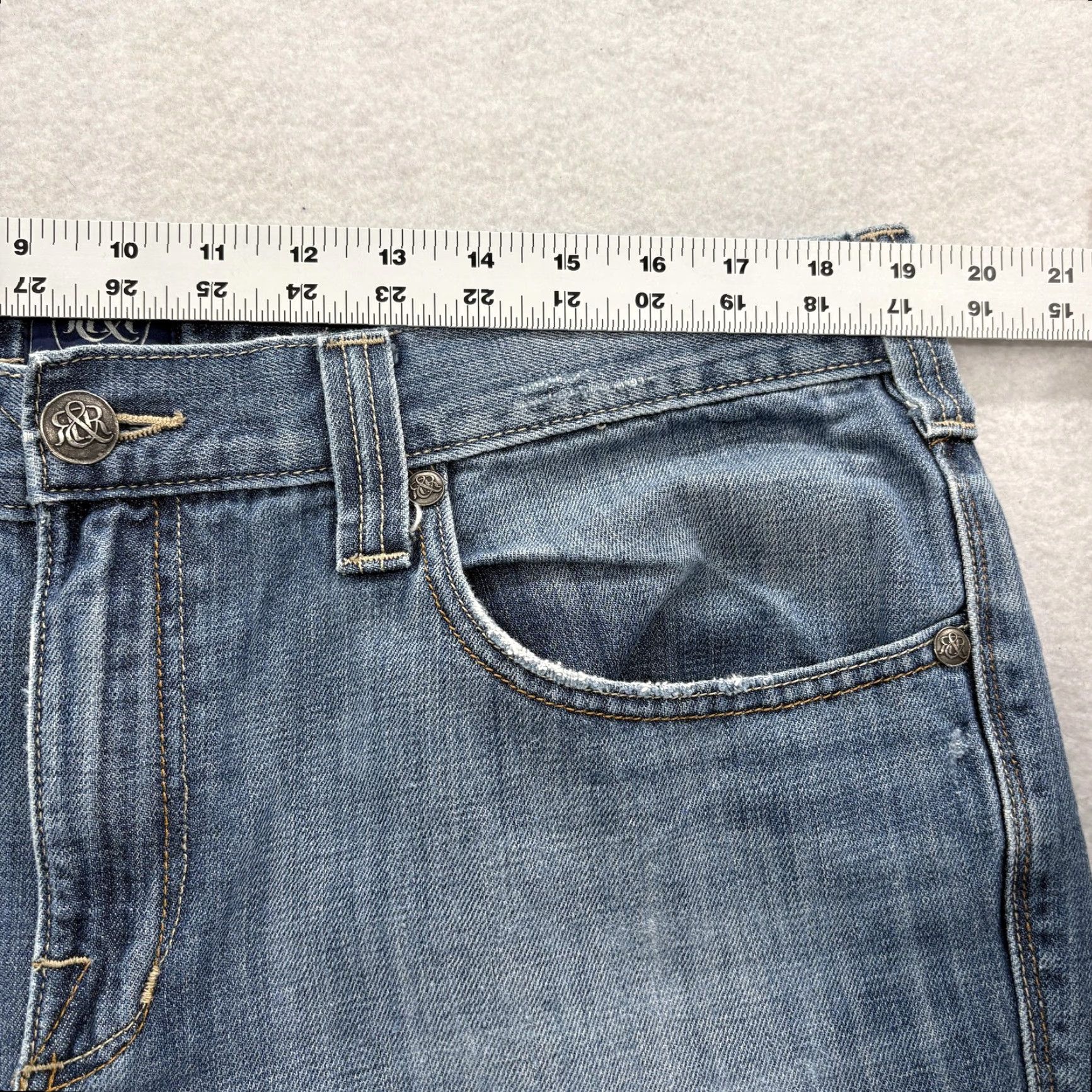 Vintage Rock & Republic Jeans Mens 38x30 Blue Distressed Straight Leg Denim Grunge Rock Shirt Size US 38 / EU 54 - 7 Thumbnail