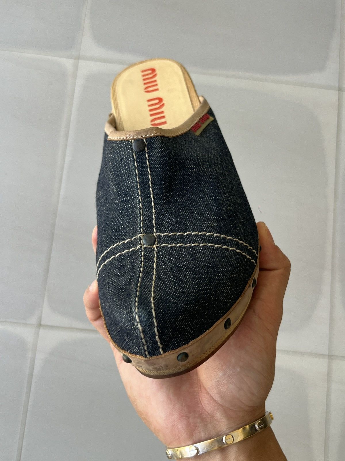 Miu Miu 1990s Miu Miu denim clogs Size US 8 / IT 38 - 22 Thumbnail