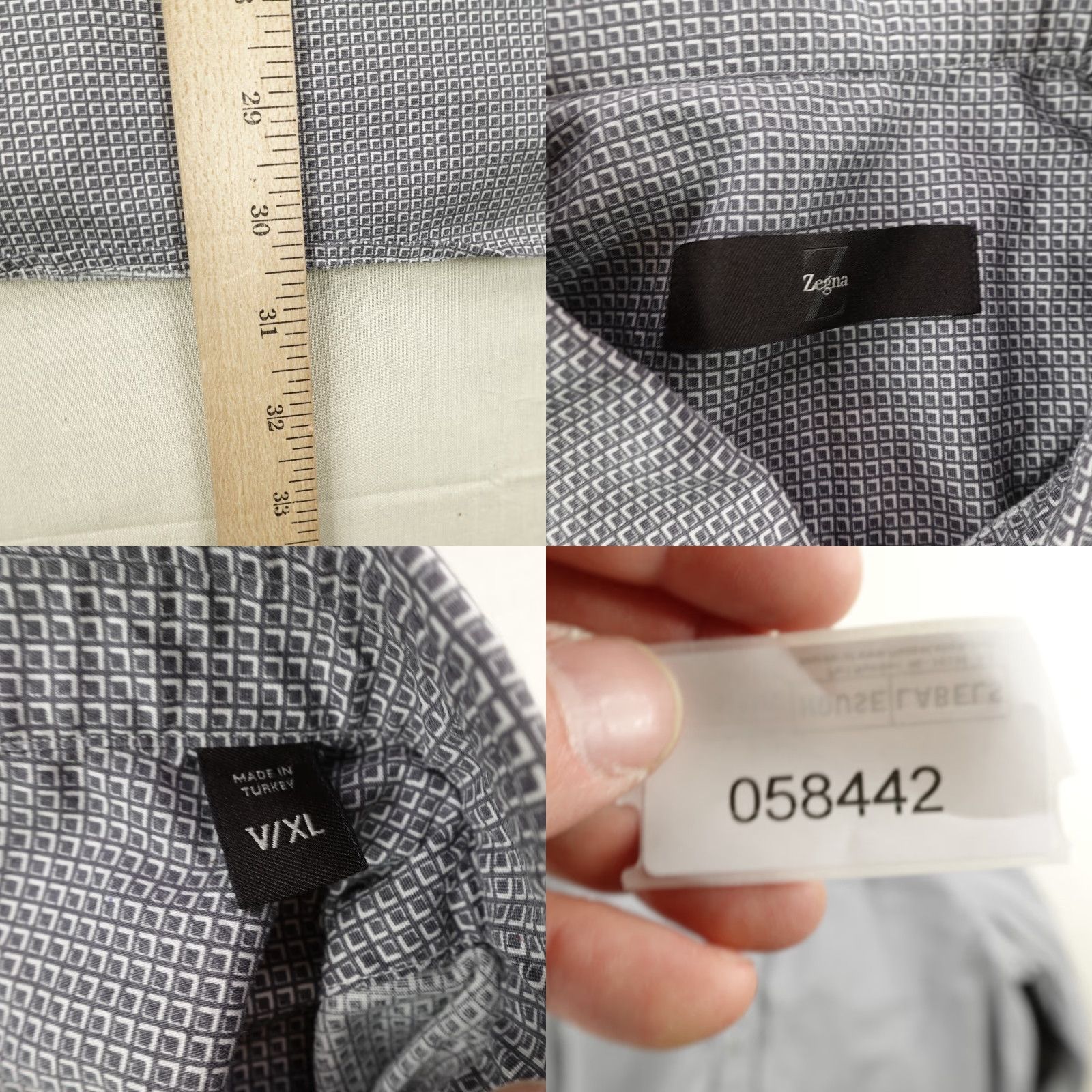 Ermenegildo Zegna Ermenegildo Zegna Shirt Mens XL Gray Checker Button Up Performance Cotton Flex Size US XL / EU 56 / 4 - 8 Thumbnail