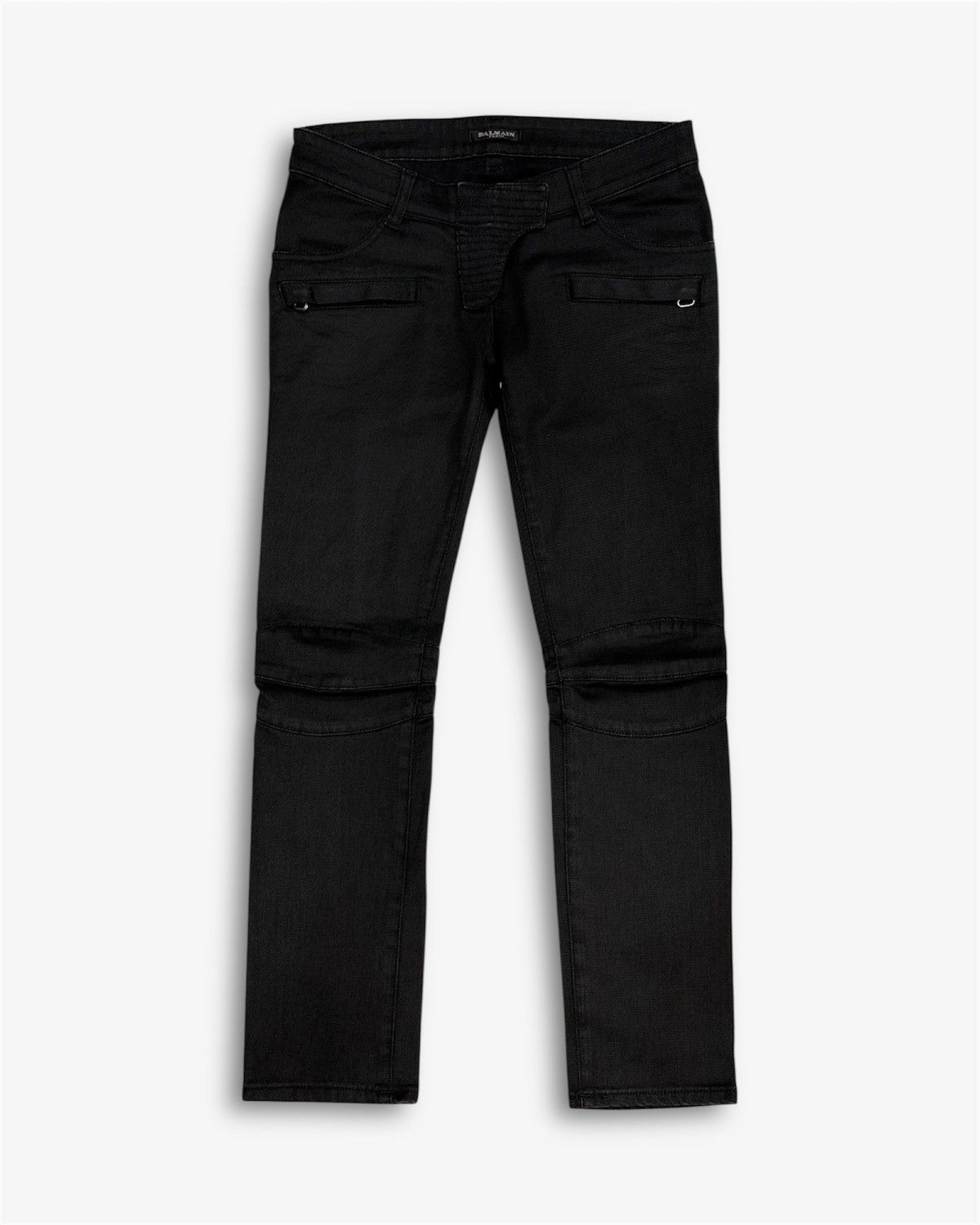 Balmain Balmain Double Zip Black Coated Cargo Biker Pants | Grailed