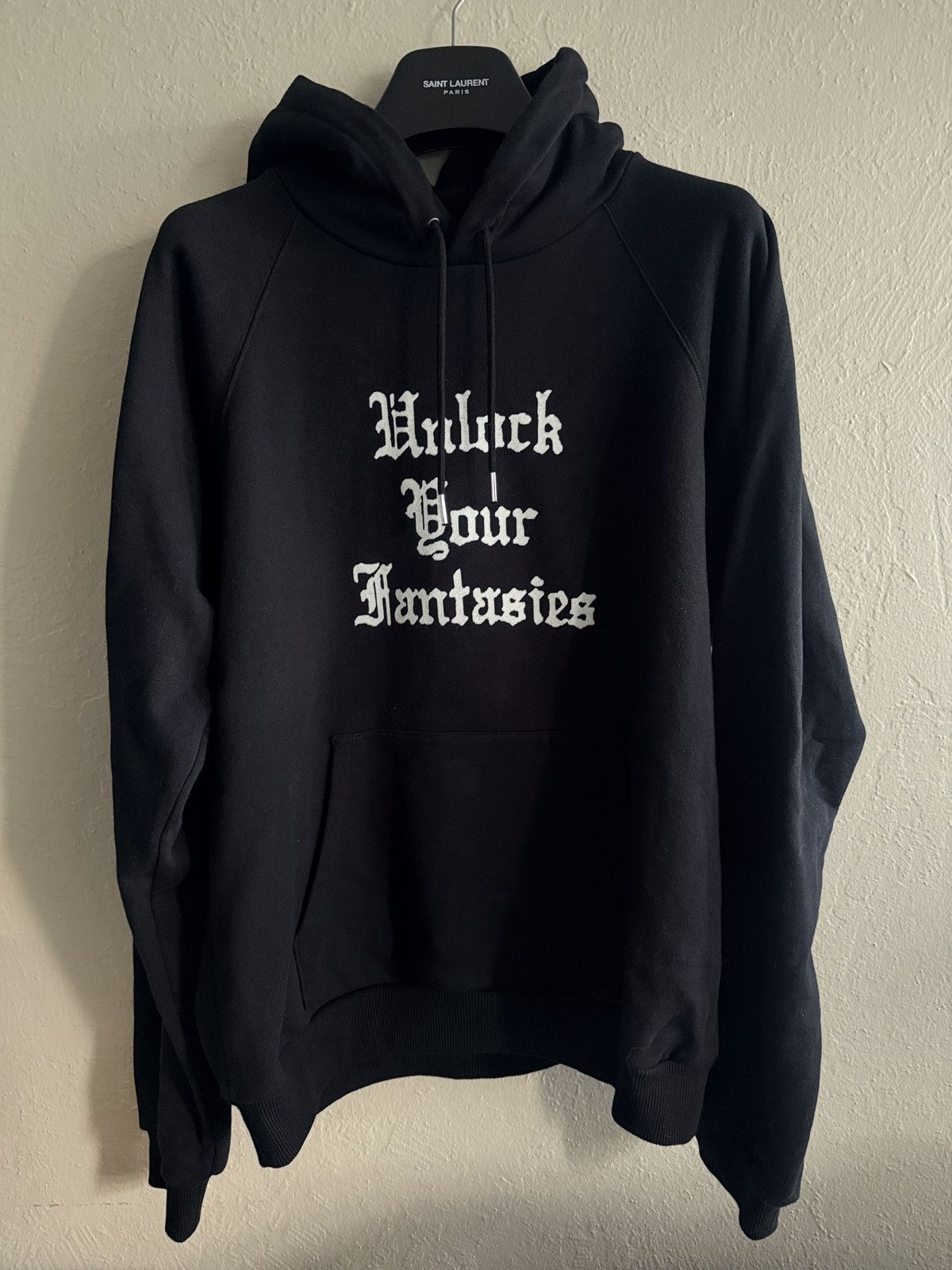 celine unlock your fantasies black hoodie french terry xl