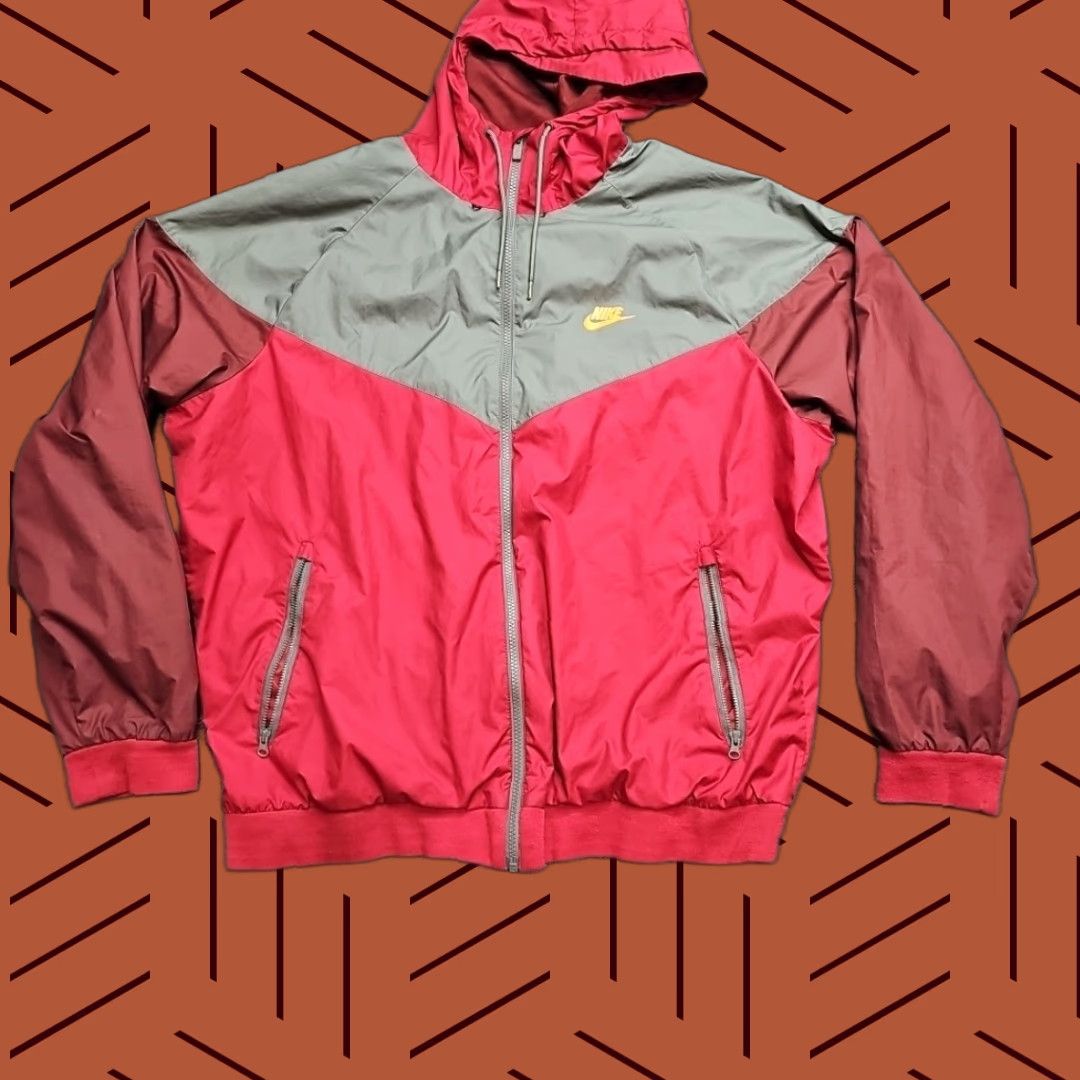 Nike Nike Windbreaker Jacket Men 2XL Green Full Zip Hoodie Sports Running & Jogging Maroon Red Jacket Hoodie Size US XXL / EU 58 / 5 - 1 Thumbnail