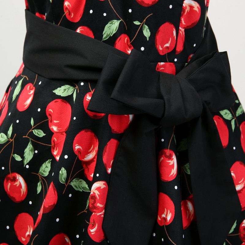 Other Cherry Print Vintage Style Backless Dress Size L / US 10 / IT 46 - 4 Thumbnail