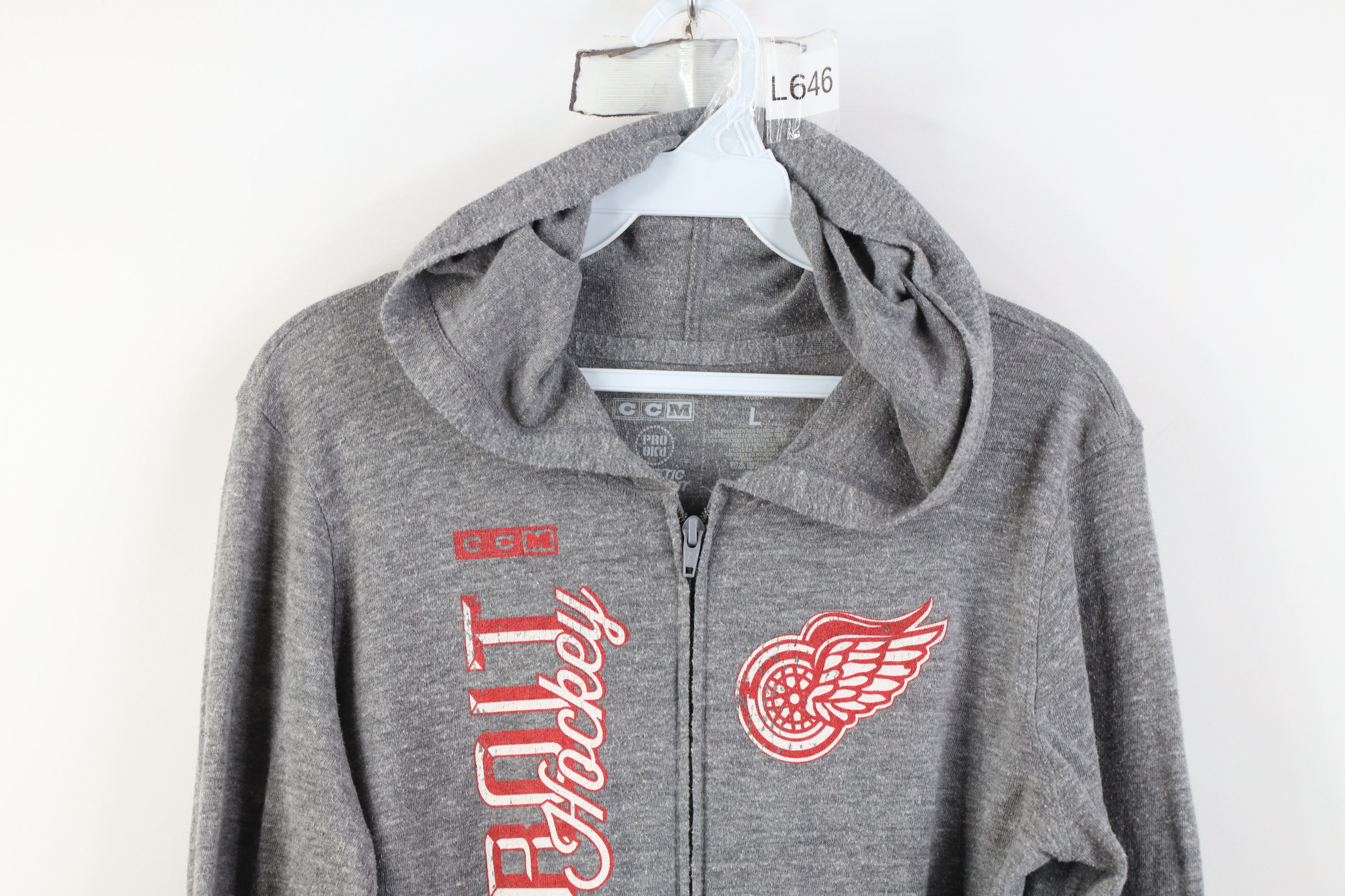 Vintage Vintage CCM Hockey Detroit Red Wings Jersey Knit Hoodie Size L / US 10 / IT 46 - 2 Thumbnail