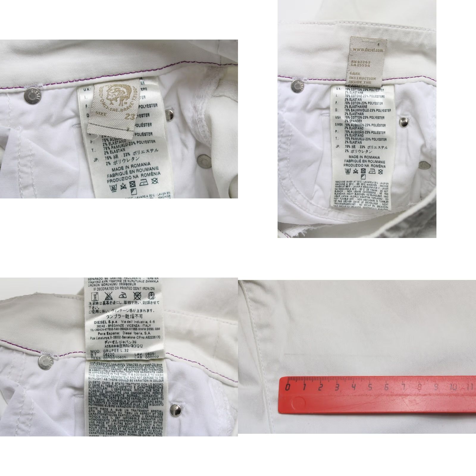 Diesel Diesel Grupee Super Slim-Skinny Low Waist Stretch Jeans Women's W23/L32 White Distressed Size 40" / US 18 - 8 Thumbnail