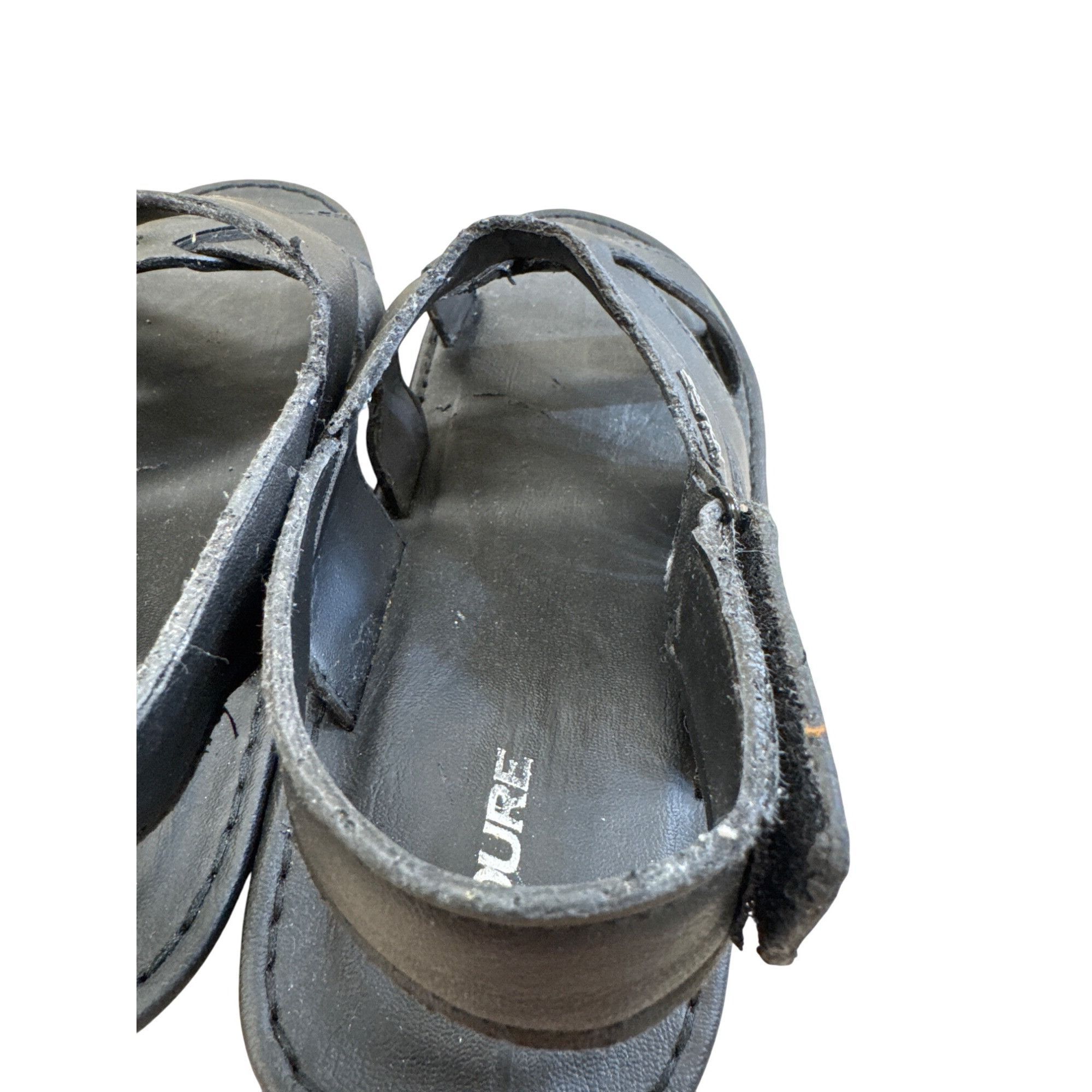 Other NDure Mens Black Leather Strap Sandals Size 11.5 SKU 8302 Size US 11.5 / EU 44-45 - 11 Thumbnail