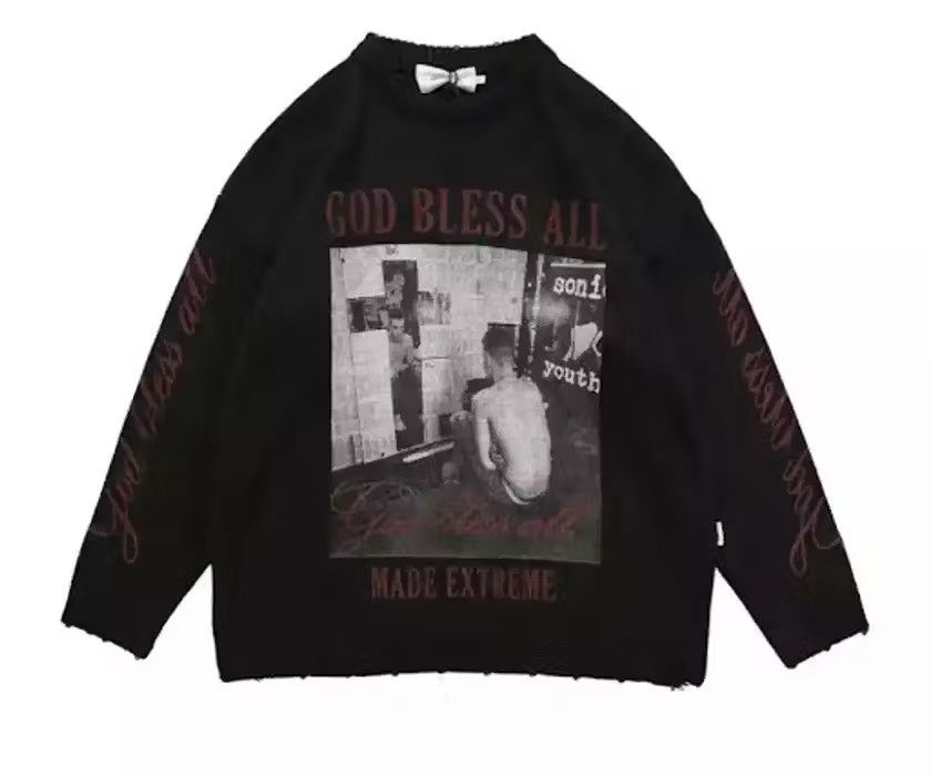 image of Vintage God Bless All Crewneck in Black, Men's (Size Large)