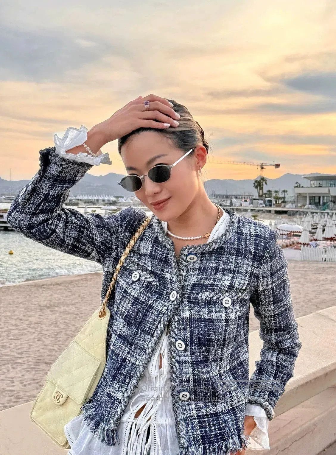 Chanel Chanel Blue Plaid Tweed Jacket. Size XXS / US 00 / IT 34 - 8 Thumbnail