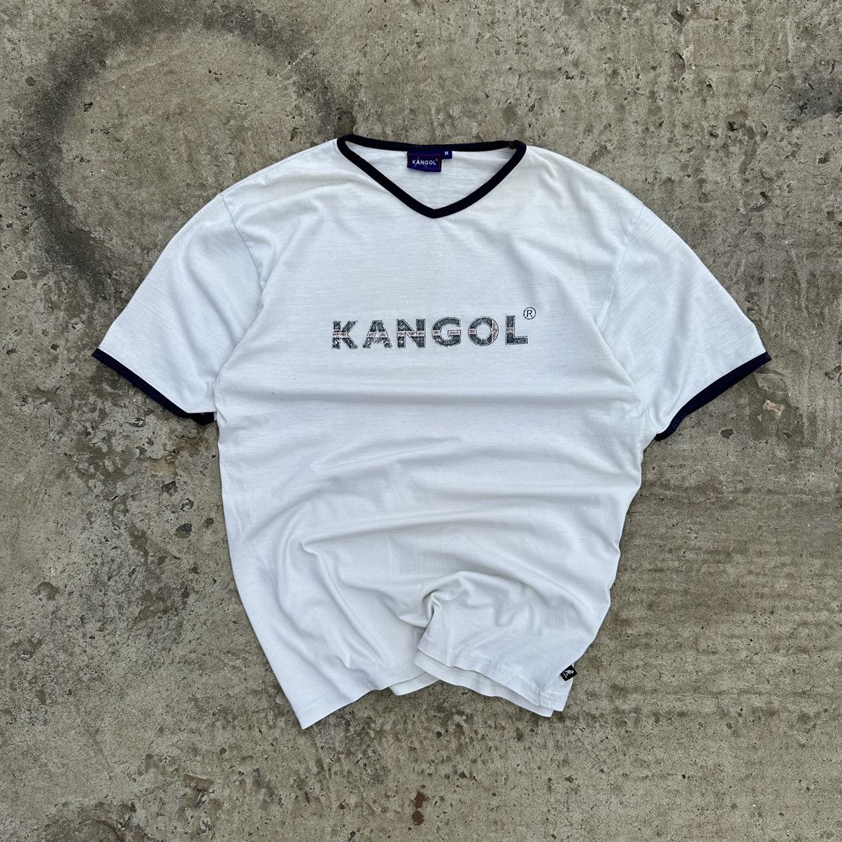 Vintage Kangol T-shirts V Neck Big Logo Style USA 00s Y2K