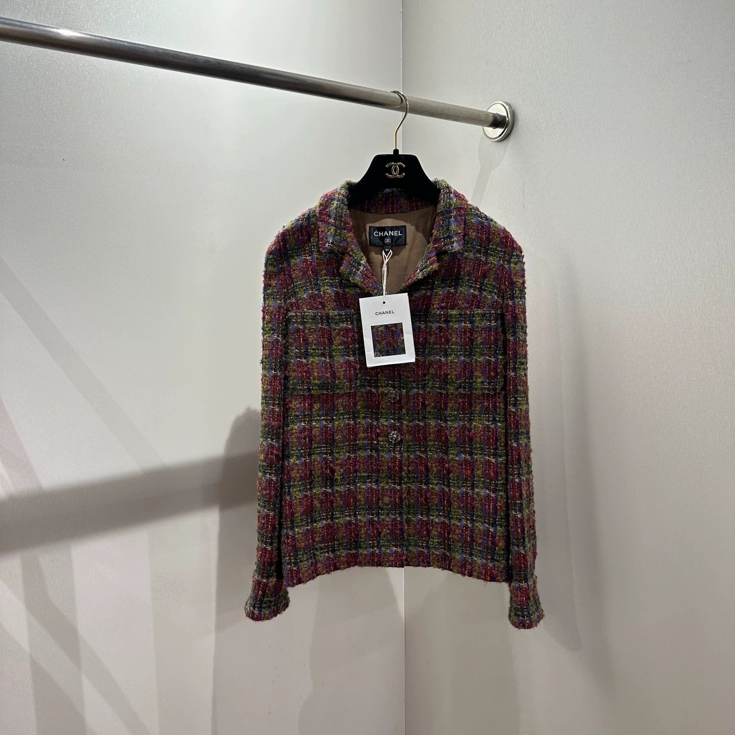 Chanel Chanel apr691 color check tweed jacket 34 wool Size XS / US 0-2 / IT 36-38 - 1 Thumbnail