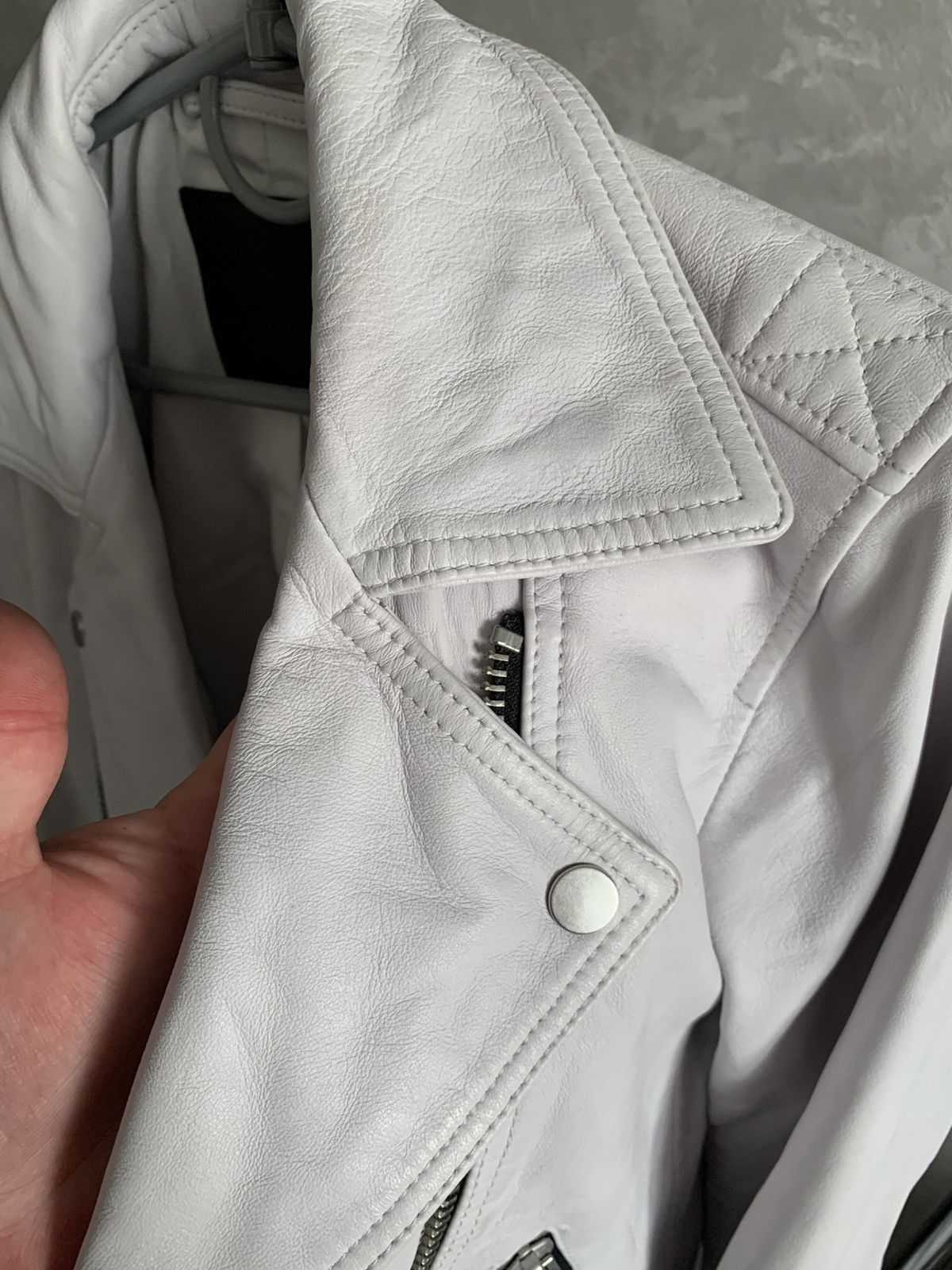 Allsaints AllSaints Leather Dalby Biker Crop White Jacket sz US2/EU34 Size XS / US 0-2 / IT 36-38 - 18 Thumbnail