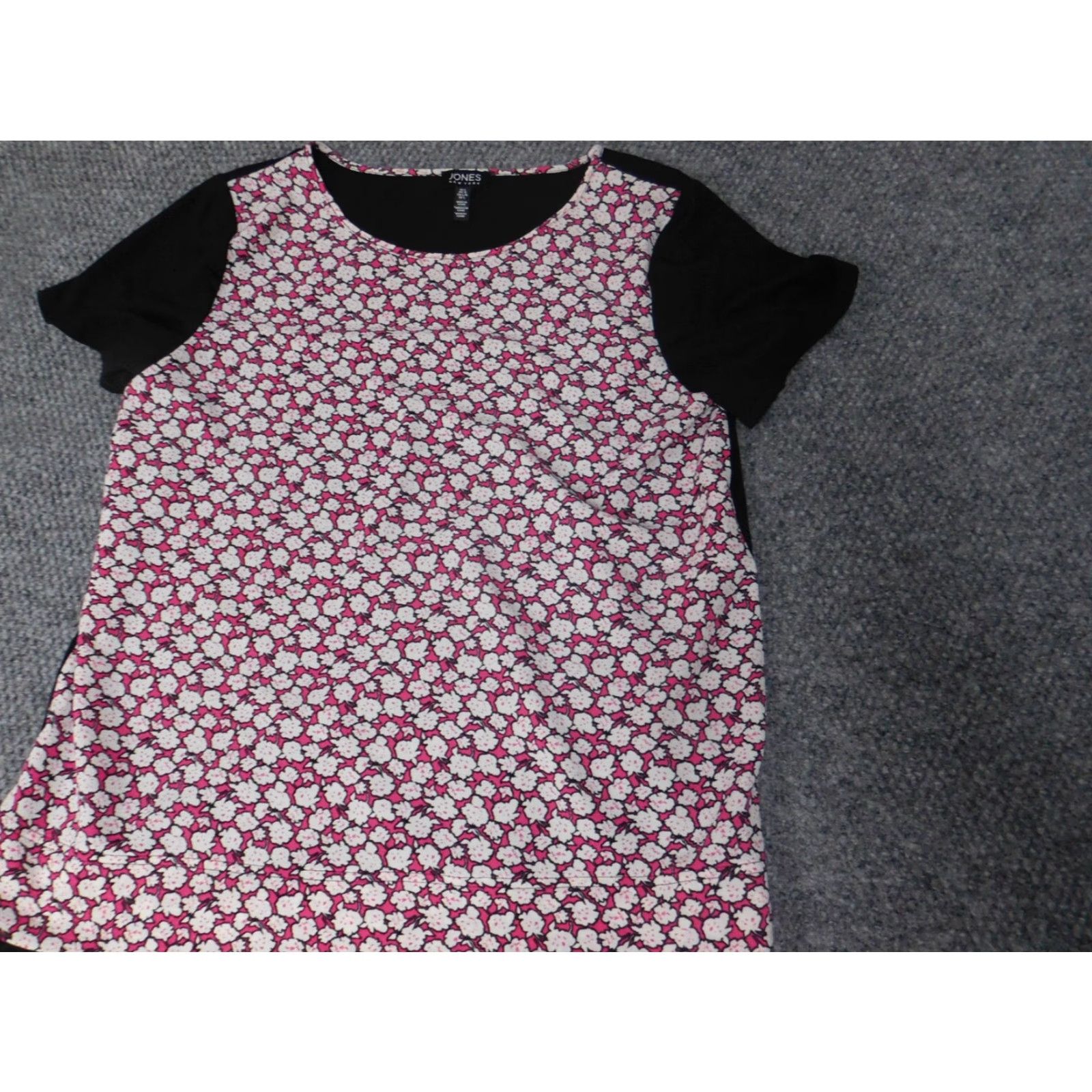 Jones New York Jones New York Womens Blouse L Red Floral Cap Sleeve Crew Neck Top Blouse Womens Size L / US 10 / IT 46 - 4 Thumbnail