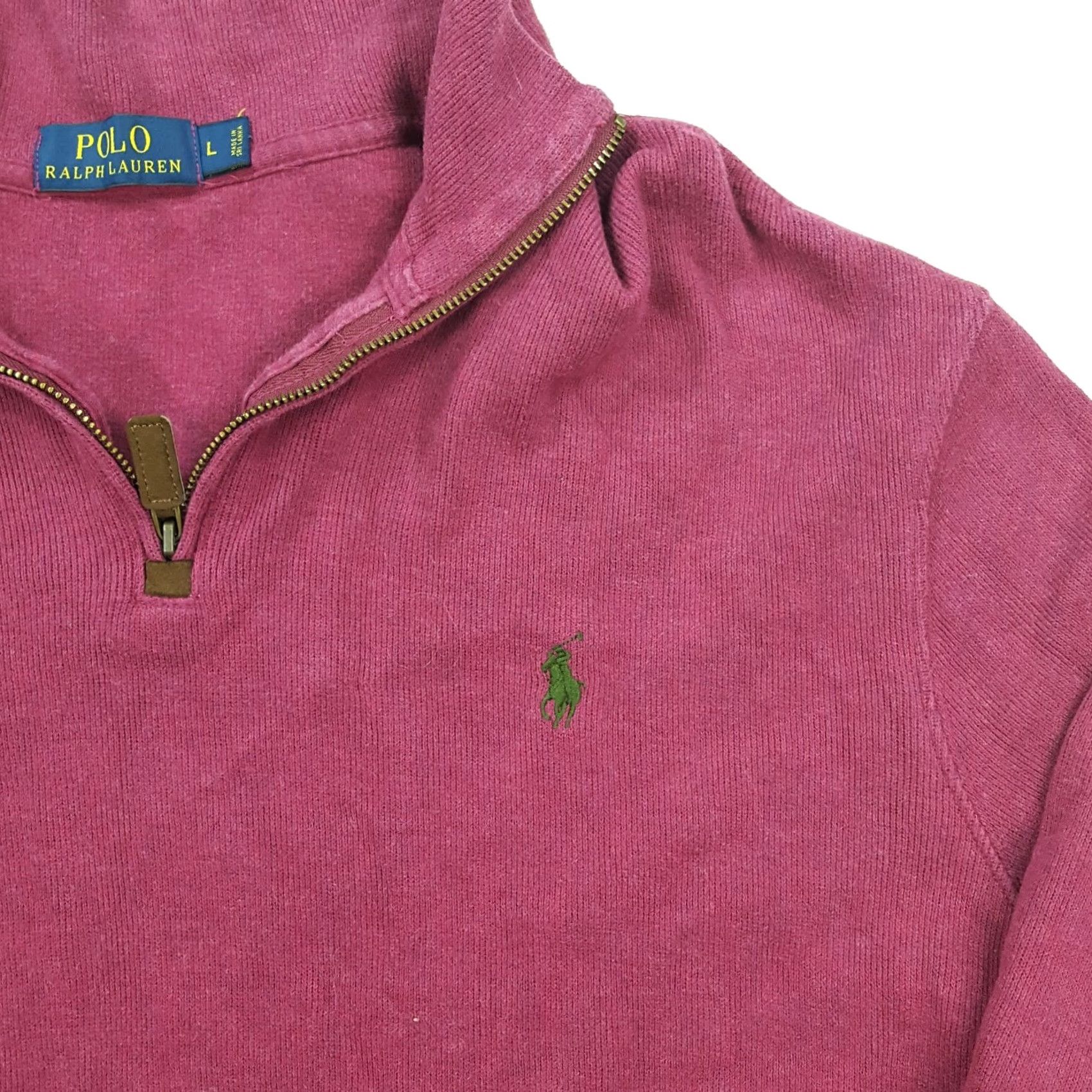 Polo Ralph Lauren VINTAGE Polo Ralph Lauren Pullover Knit 1/4 Zip Pink Men's Large Pony Logo Sweater PRL Size US L / EU 52-54 / 3 - 4 Thumbnail