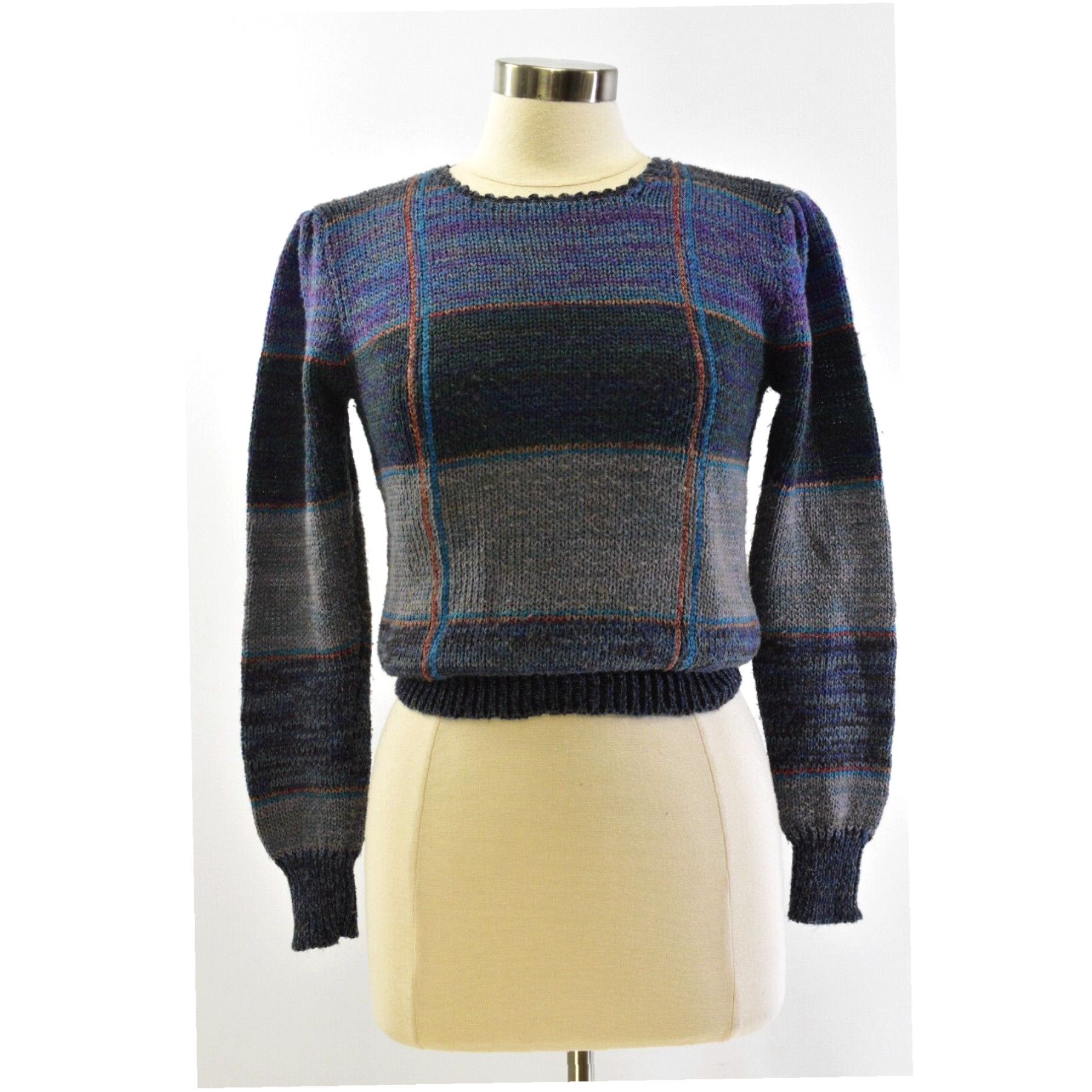 Vintage high quality Multicolored Puff Sleeve Sweater