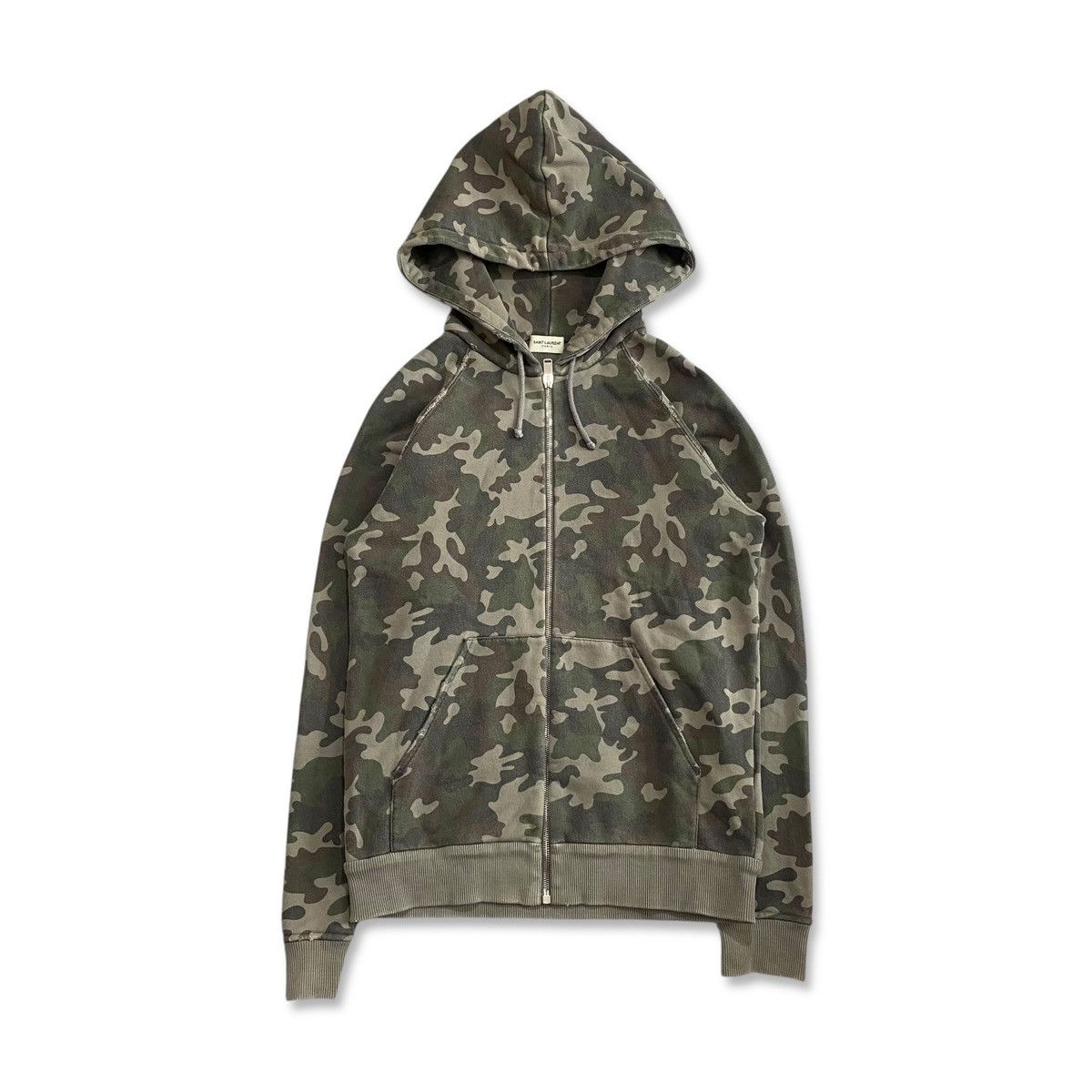 Saint Laurent Paris Saint Laurent FW15 Camo distressed hoodie Size US S / EU 44-46 / 1 - 1 Thumbnail