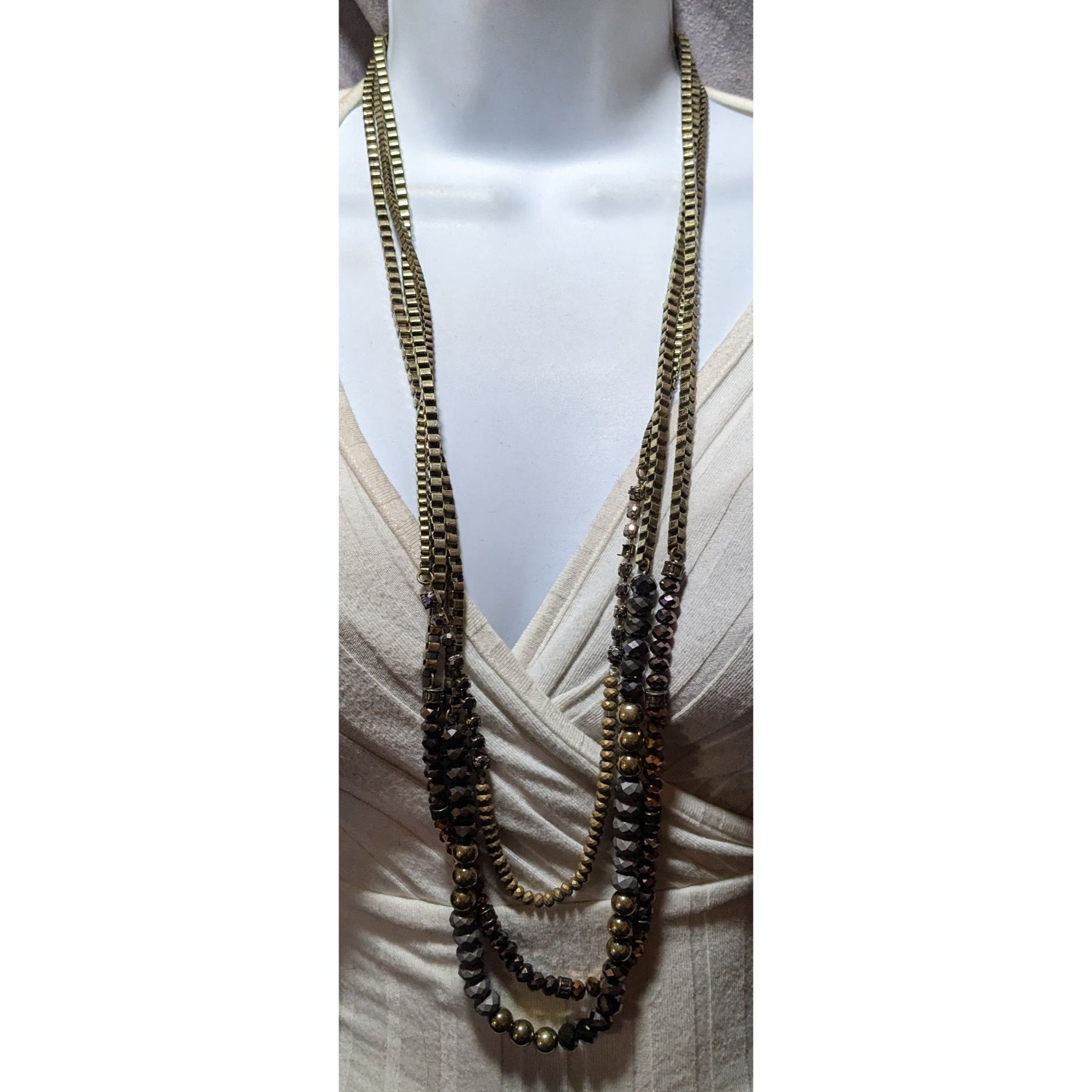 Other Multilayer Glam Box Link Beaded Statement Necklace Size ONE SIZE - 7 Thumbnail