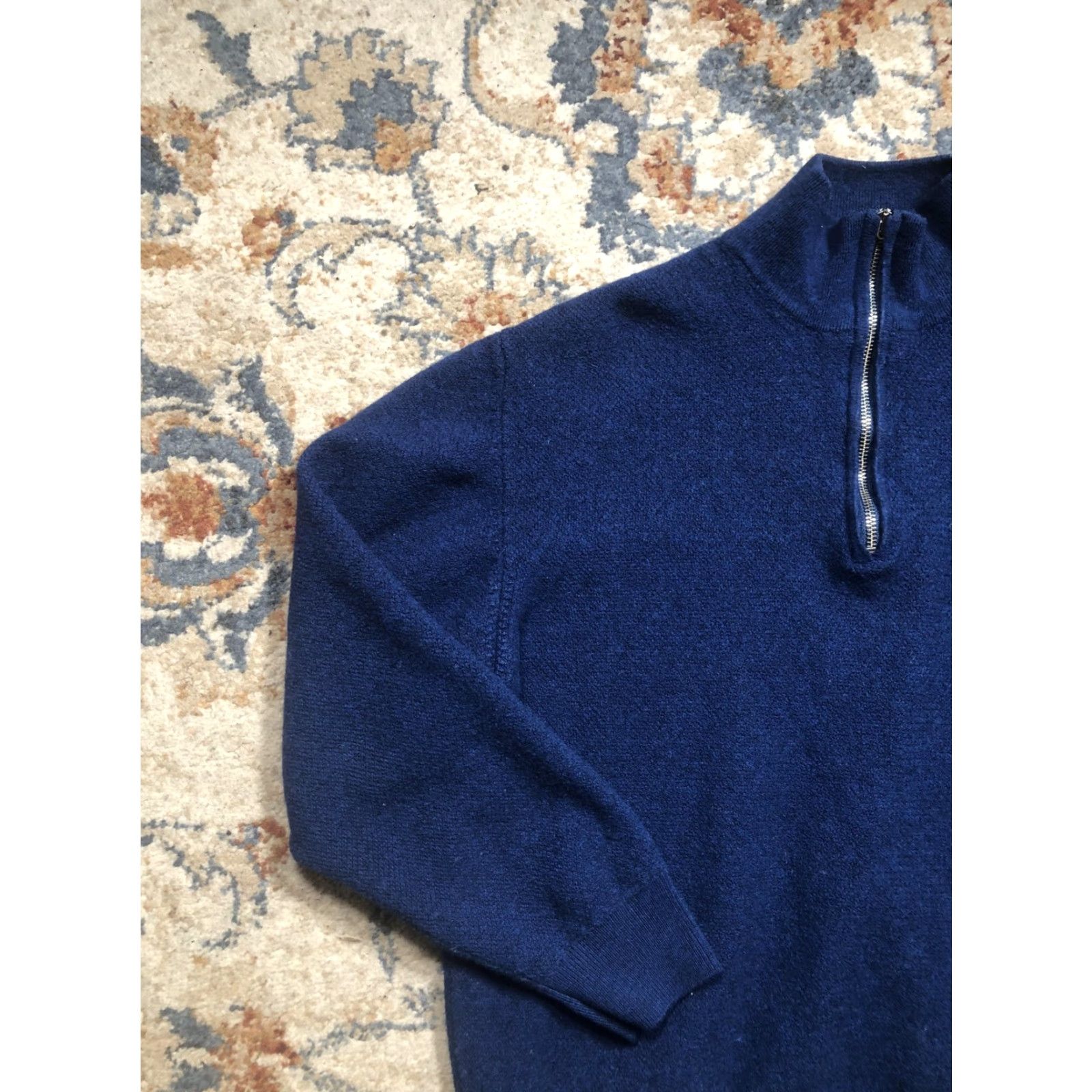 Allen Edmonds VINTAGE? No. Allen Edmonds Sweater Mens XL Blue Merino Wool Half Zip Pullover Italy Mock Neck Knit Solid 1/4 Zip Regular Men Wool Pullover Size US XL / EU 56 / 4 - 3 Thumbnail