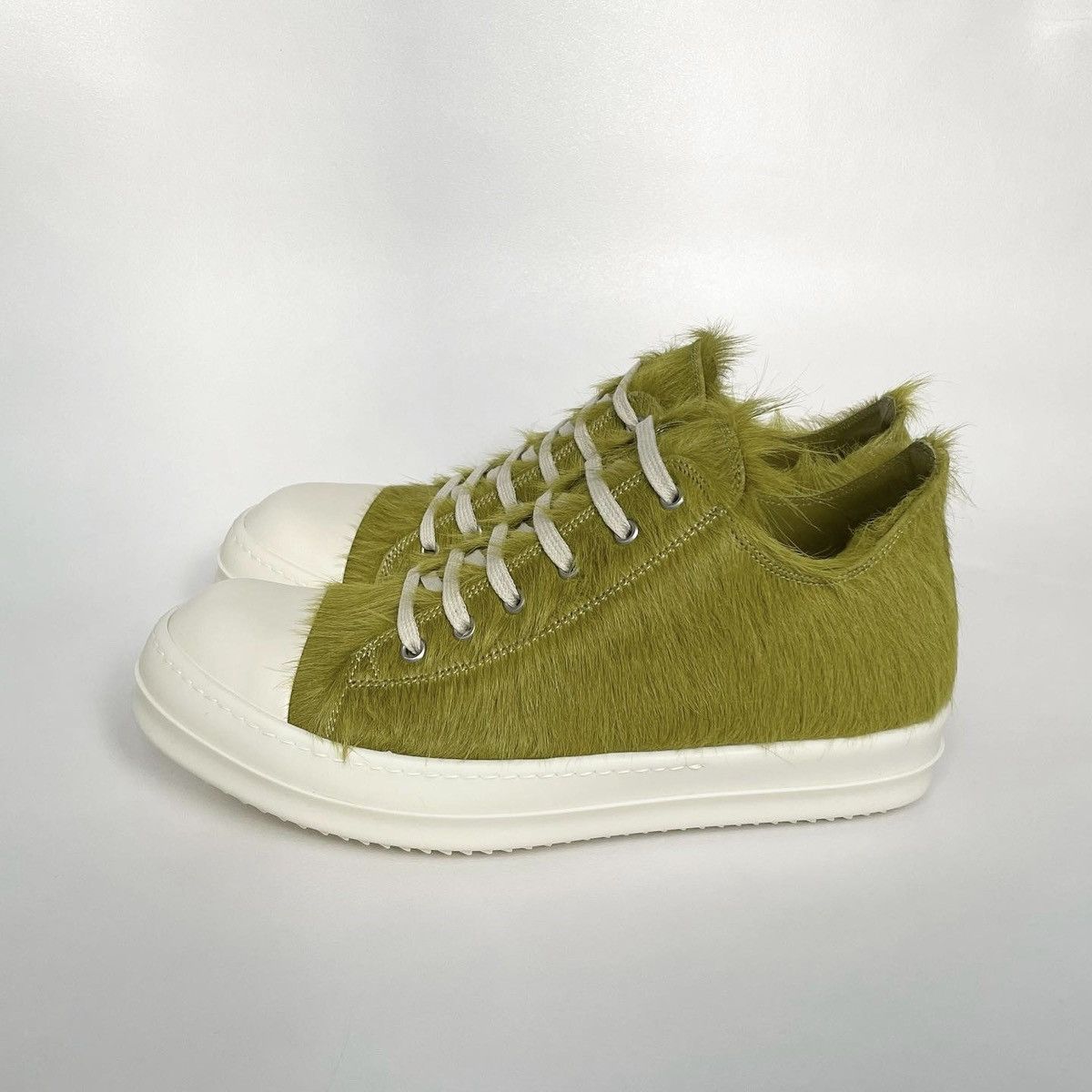 Rick Owens A/W 23 Acid Green Pony Hair Ramones Size US 10 / EU 43 - 3 Thumbnail