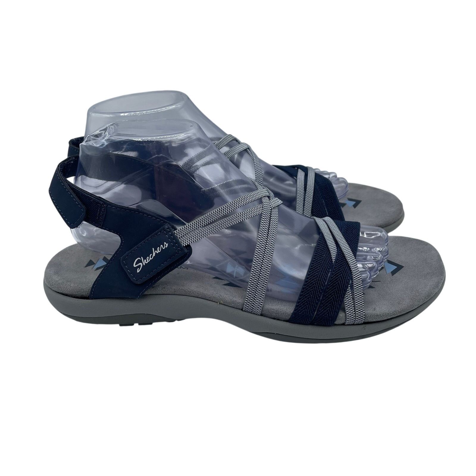 SKECHERS Skechers Reggae Slim Takes Two Strappy Sandals Blue Women 10 Size US 10 / IT 40 - 3 Thumbnail