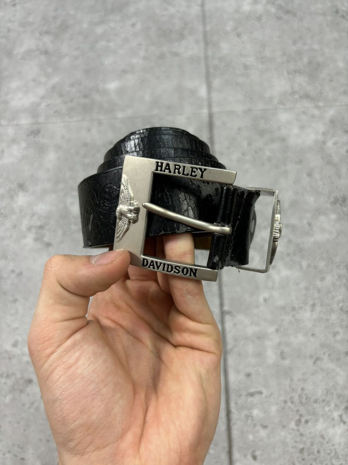Ed Hardy × Harley Davidson × Vintage Harley Davidson Leather Eagle Belt Y2K Vintage 2000s Size 44 - 1 Thumbnail