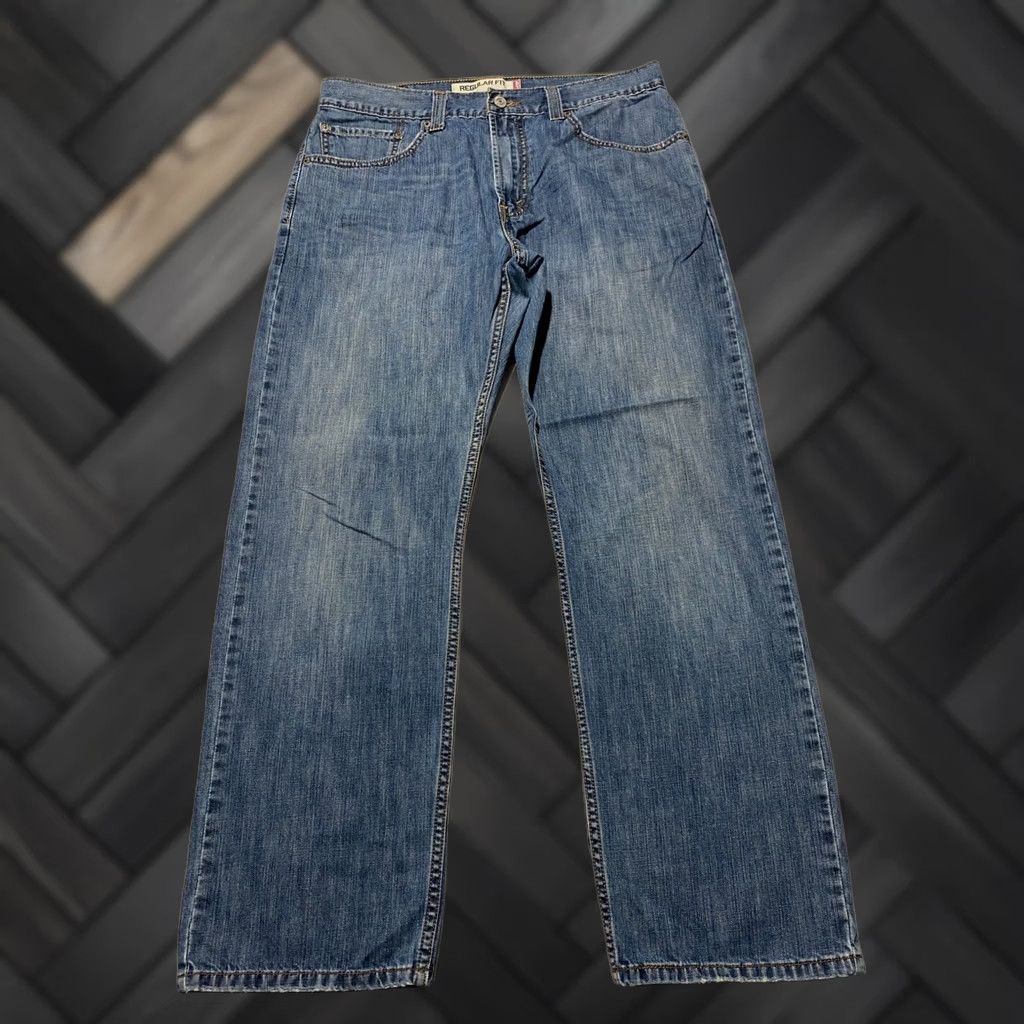 Levi's Levi's 505 Regular Fit Jeans Mens 33x30 Medium Wash Blue Straight Leg 100% Cotton Size US 33 - 1 Thumbnail