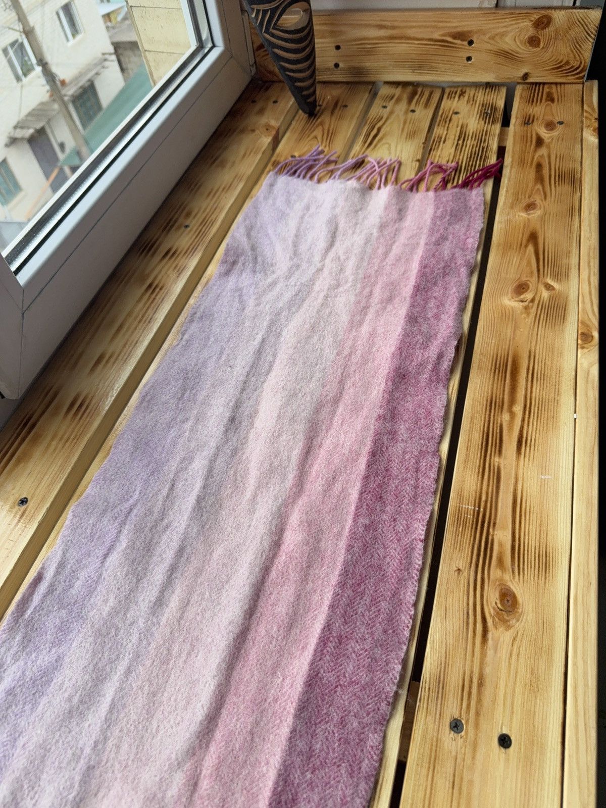 Luciano Barbera Luciano Barbera Merino Wool Scarf Pink Ombre Fringe Italy Size ONE SIZE - 12 Thumbnail