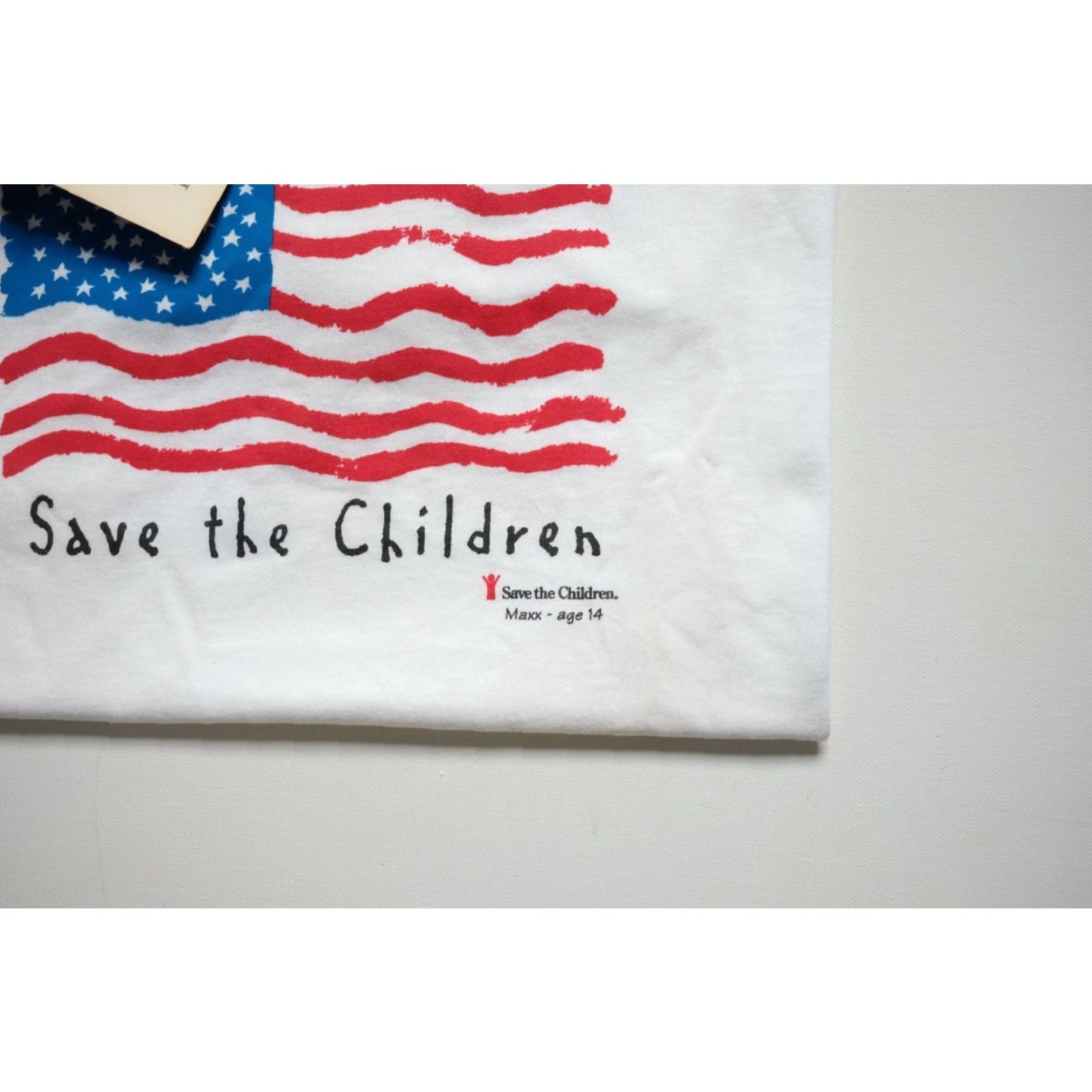 Jerzees VINTAGE JERZEES T-SHIRT White Cotton GRAPHIC USA SAVE THE CHILDREN Shirt S Mens Short Sleeve Crew Neck 18" Pit to Pit 28" Length NWT New Size US S / EU 44-46 / 1 - 4 Thumbnail