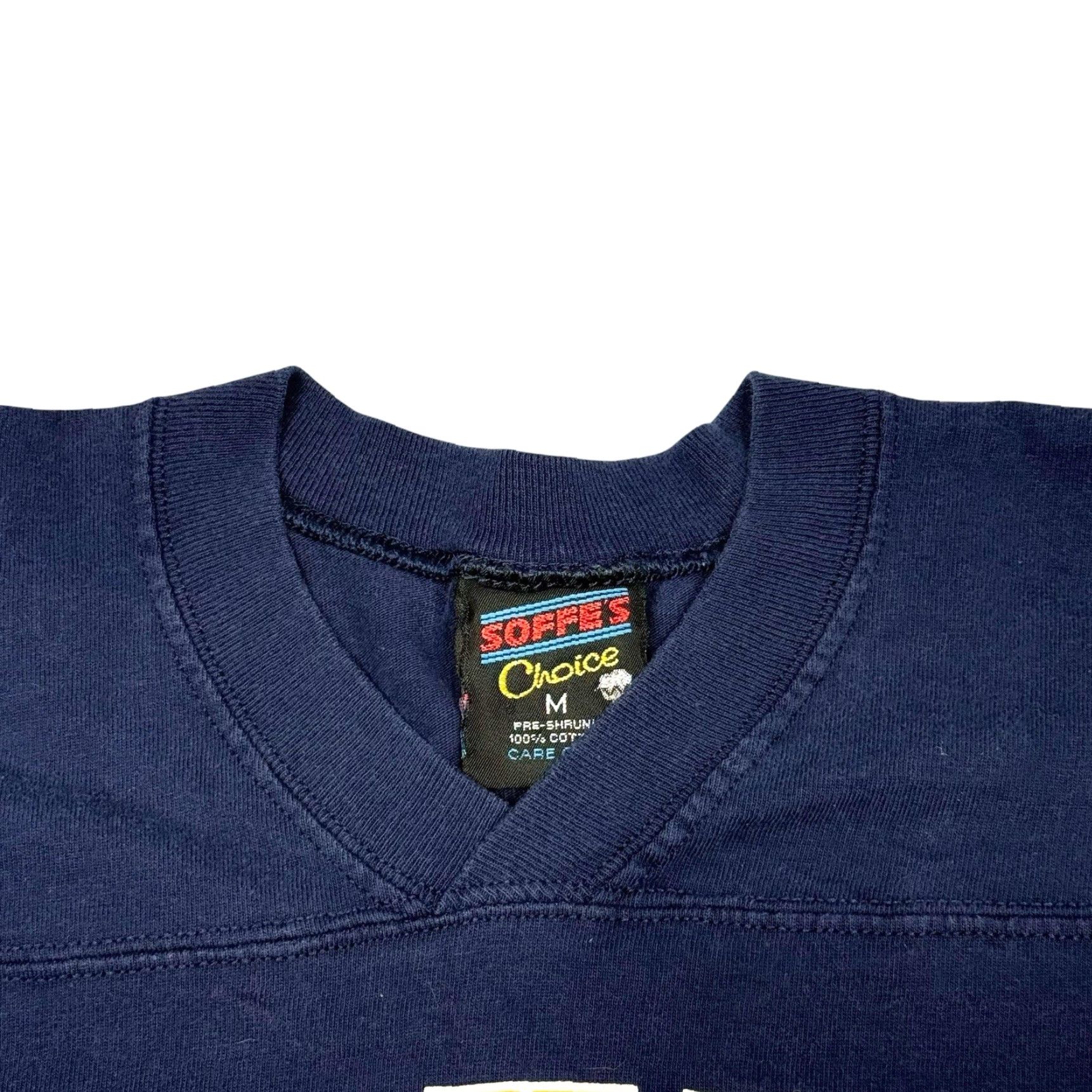 Soffe VINTAGE Made In Usa T-Shirt Mens L Blue Navy 90s Usa Graphic Print V-Neck Short Sleeve Heavy Weight Cotton Logo Size US L / EU 52-54 / 3 - 5 Thumbnail