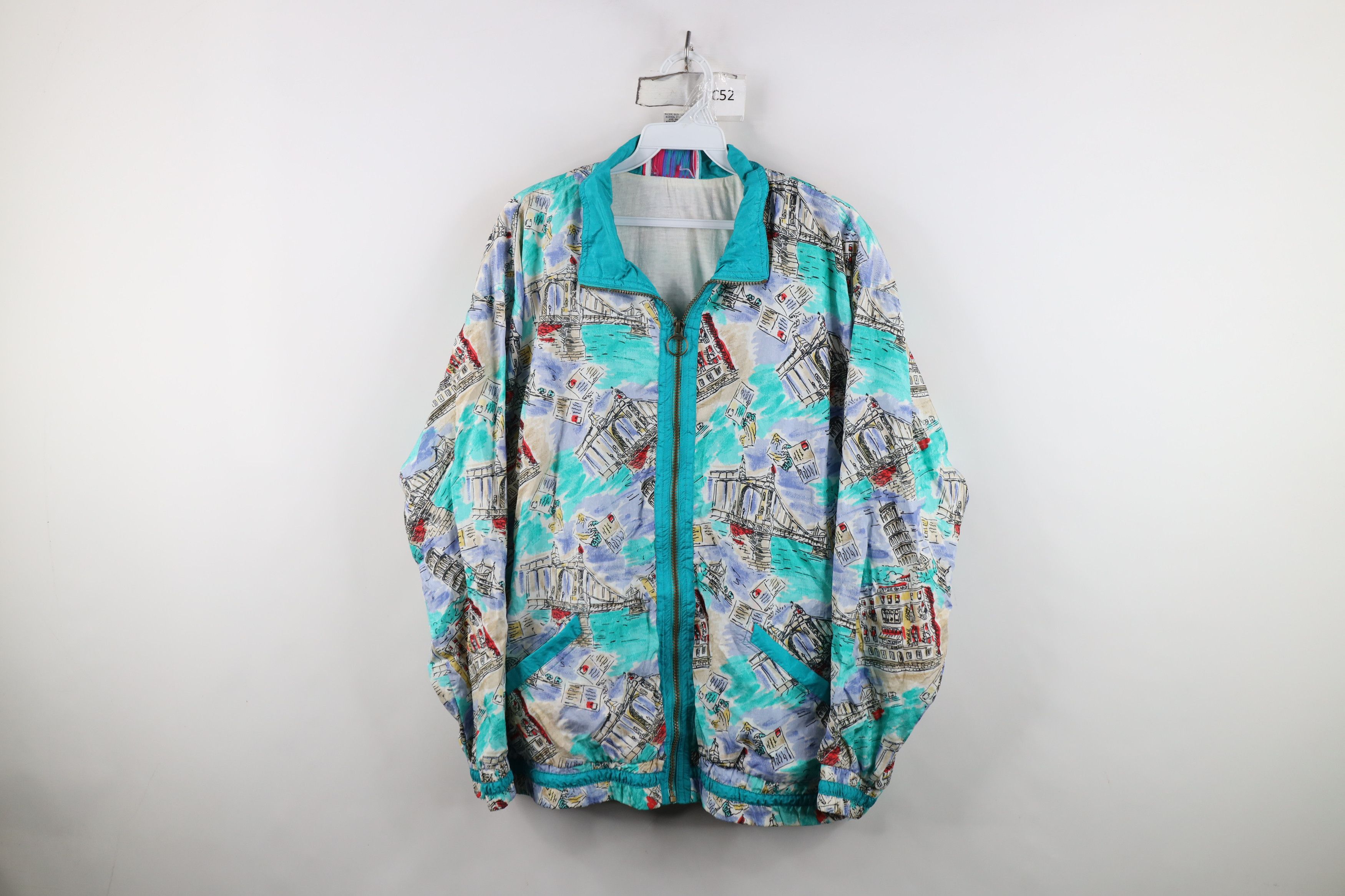 Vintage Vintage 90s Streetwear Over Print Lined Windbreaker Jacket Size L / US 10 / IT 46 - 1 Thumbnail