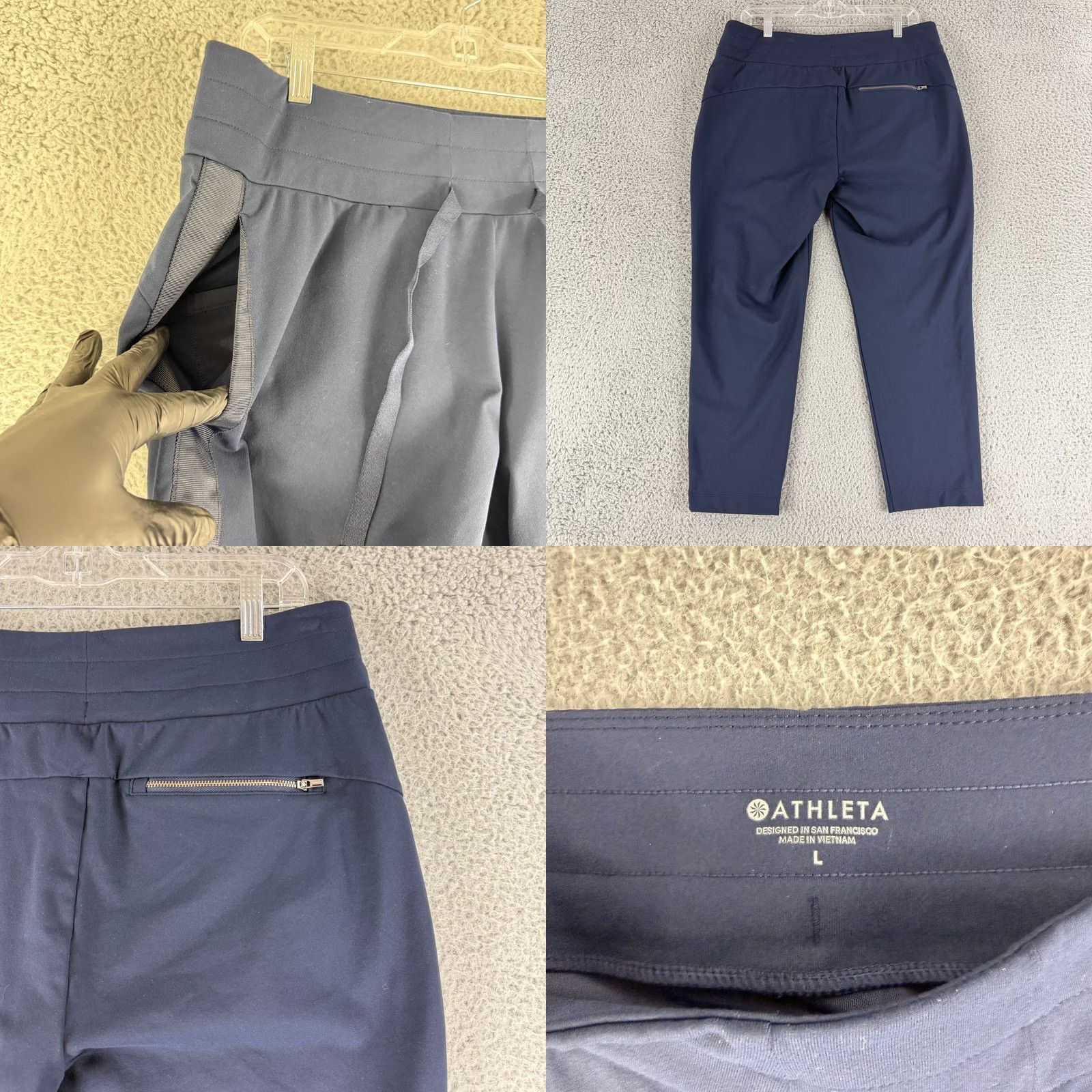 Athleta Athleta Track Pants Womens Large Navy Blue Satin Side Stripe Drawstring Pants Athletic Womens L Navy Satin Side Stripe Drawstring Size 24" / US 00 / IT 34 - 8 Thumbnail