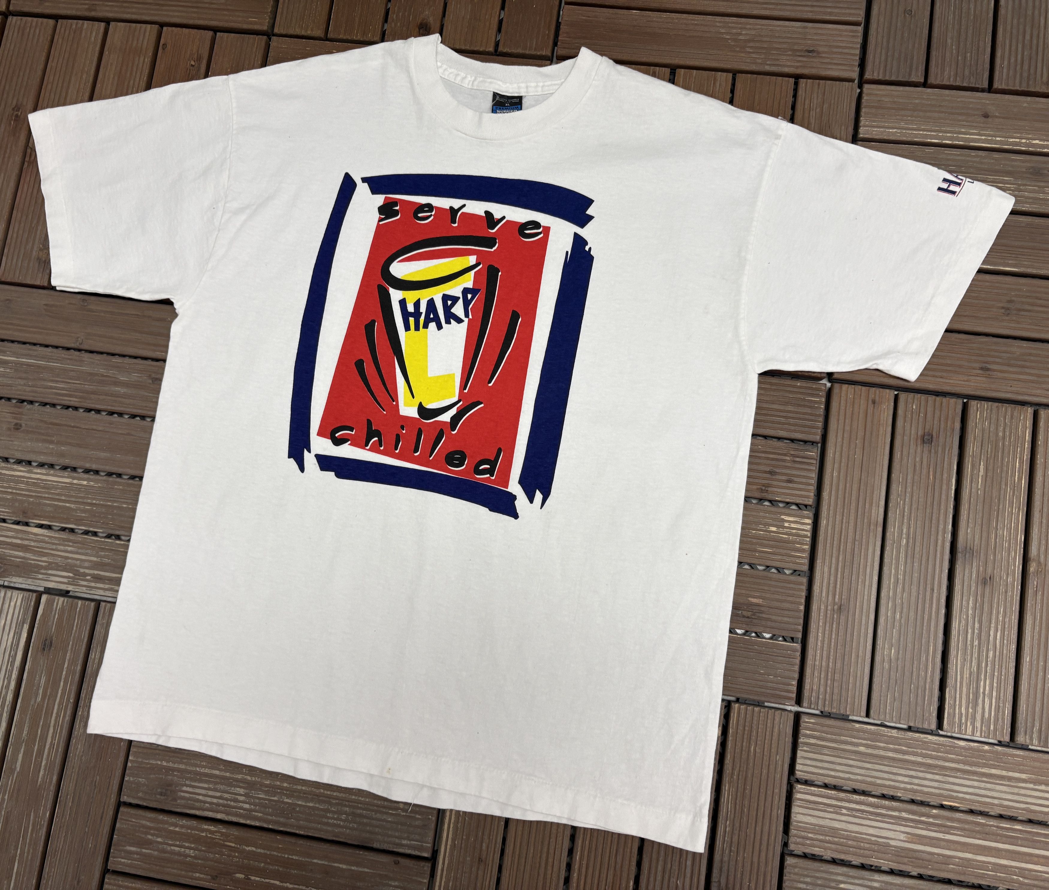 Vintage Serve Harp Beer Chilled Vintage White T-Shirt Tee Size US XL / EU 56 / 4 - 3 Thumbnail