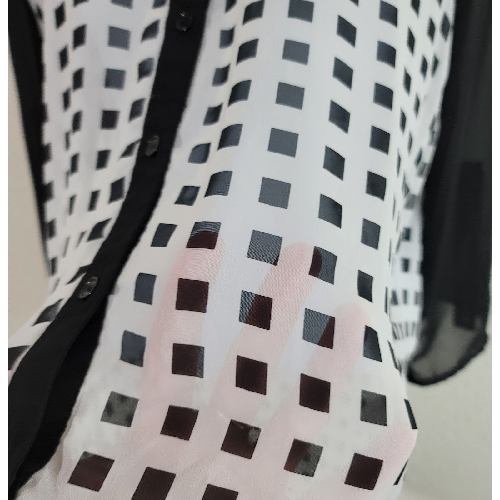 Other Maurices Black White Checker Sheer Button Up Top Medium Size M / US 6-8 / IT 42-44 - 2 Thumbnail