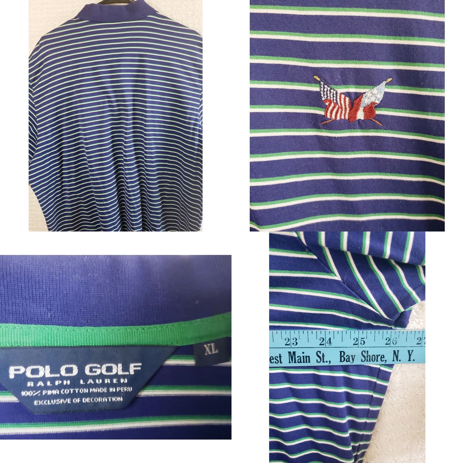 Ralph Lauren VINTAGE Polo Golf Ralph Lauren Polo Shirt Mens XL Blue Green Stripe Short Sleeve Stretch Size US XL / EU 56 / 4 - 8 Thumbnail