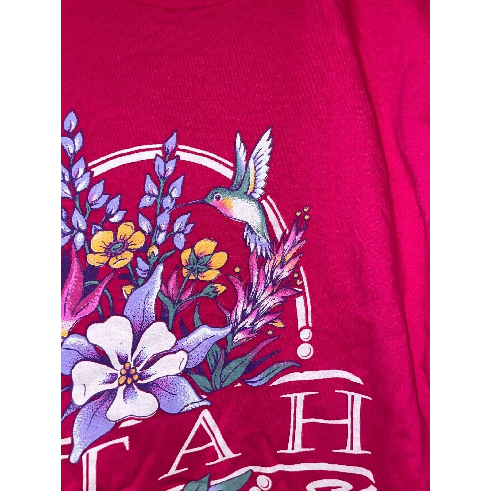 Jerzees Vintage Utah Pink Shirt Garden Flower Jerzees Tee VTG 90s M Size US M / EU 48-50 / 2 - 3 Thumbnail