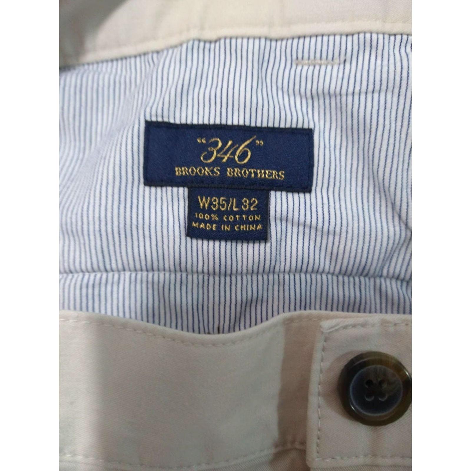 Brooks Brothers Brooks Brothers Mens Pants 35x32 Beige Chino Pleated Tapered Leg Cuffed Cotton Size US 35 - 7 Thumbnail