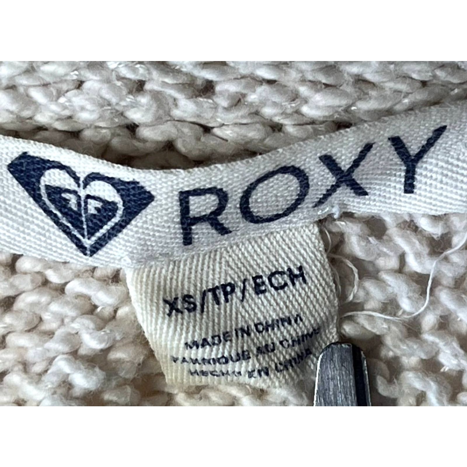 Vintage Roxy Cardigan Womens XS Beige Open Knit Boho Hippie Winter Size XS / US 0-2 / IT 36-38 - 7 Thumbnail
