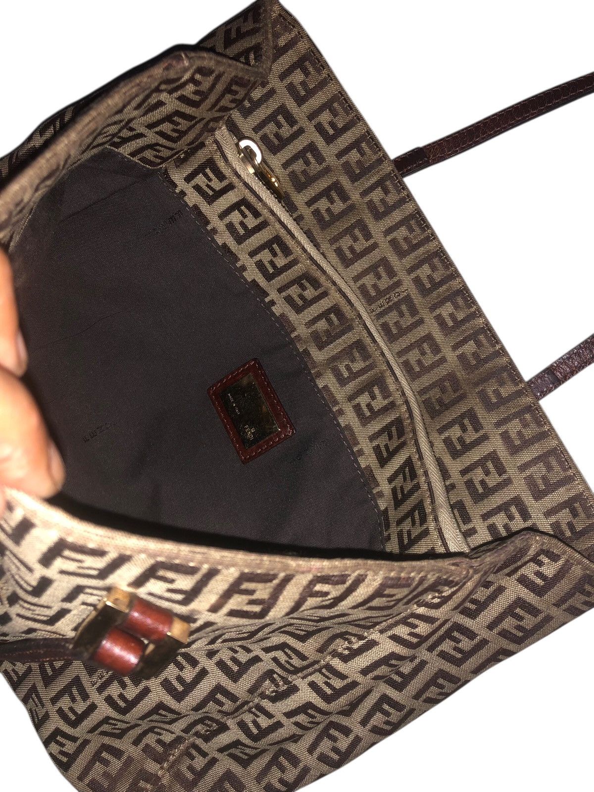 Fendi 🔥Vintage FENDI ROMA 2000-2010 Small Zucchino Canvas Tote Bag Size ONE SIZE - 7 Thumbnail