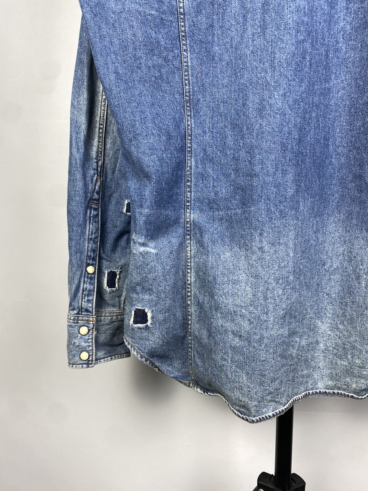 G-Star × Vintage G-Star Raw Distressed Patch Work Denim Shirt Blue Western Size US M / EU 48-50 / 2 - 8 Thumbnail