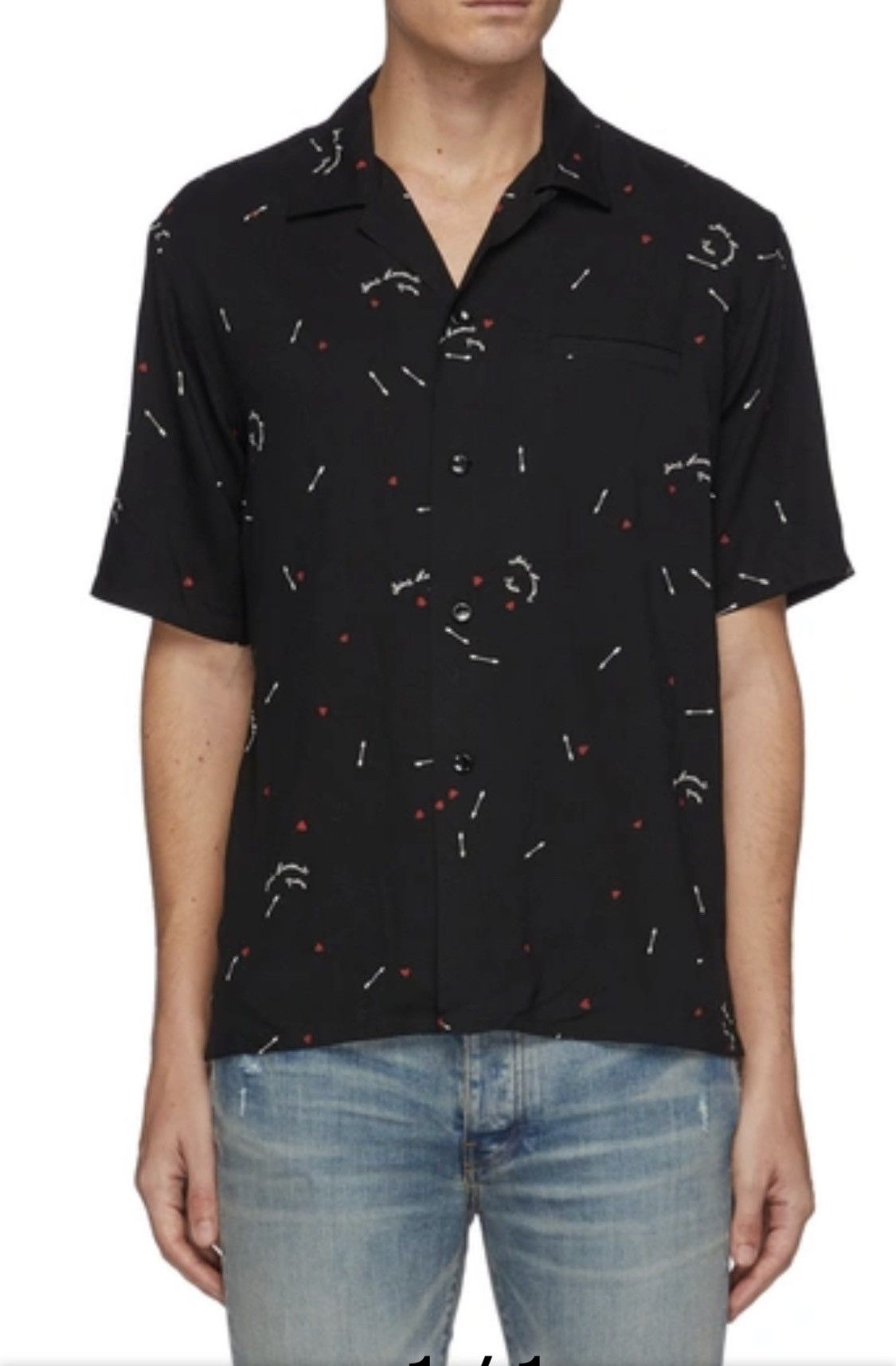 Heart and Arrow print hawaiian shirt collar size40