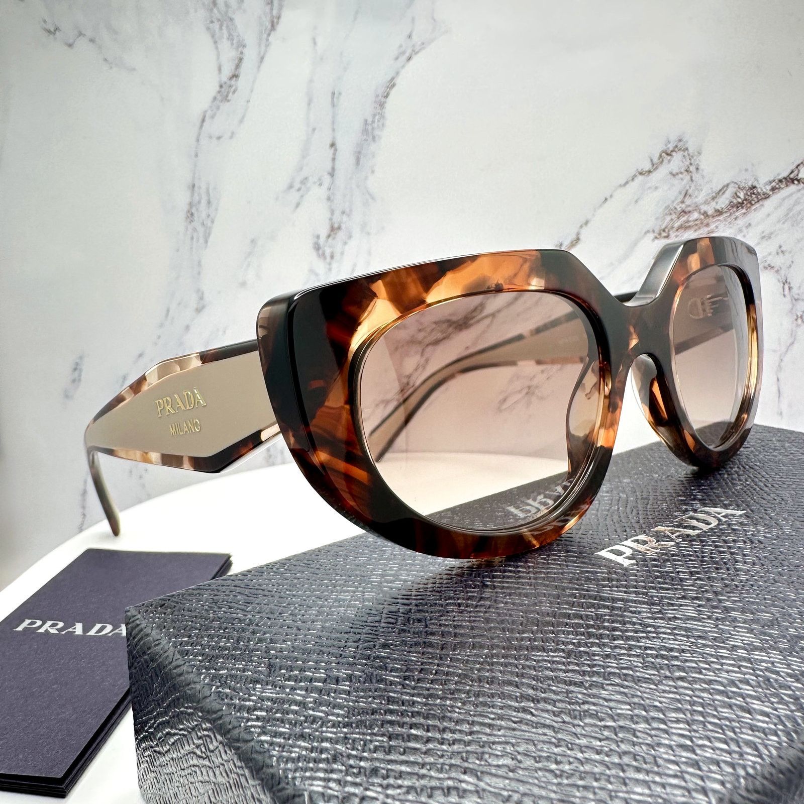 Prada PRADA Sunglasses Brown Tortoise Caramel Gold Symbole Oval Size ONE SIZE - 8 Thumbnail