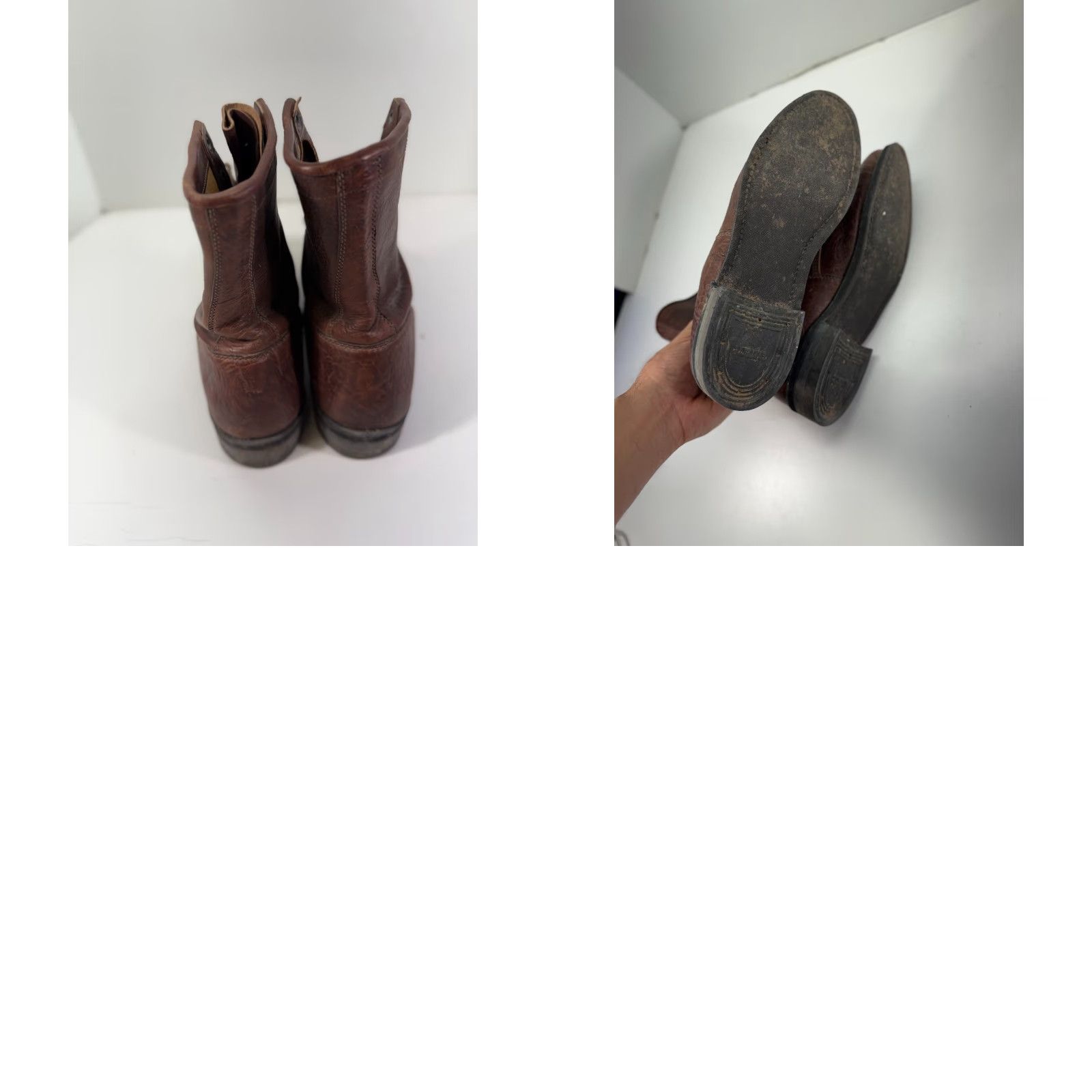 Vintage Boulet Western Boots Mens 9 Brown Leather Lace-Up Cowboy Almond Toe Mid-Calf Shaft Style Western Theme Cowboy, Workwear, Comfort, Casual Men Boots Size US 9 / EU 42 - 9 Thumbnail