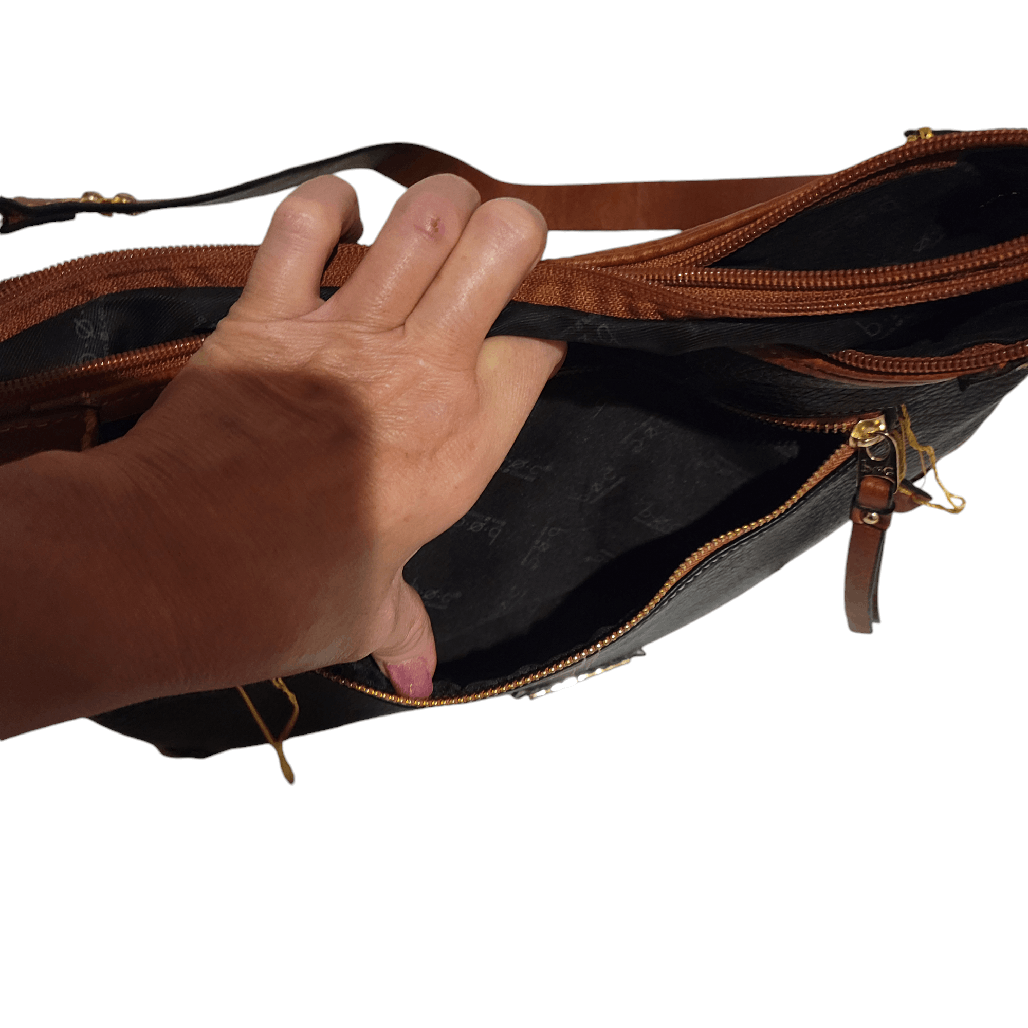 Boc B.O.C. Oakfield Hobo Black & Tan Faux Leather Shoulder Bag Size ONE SIZE - 9 Thumbnail