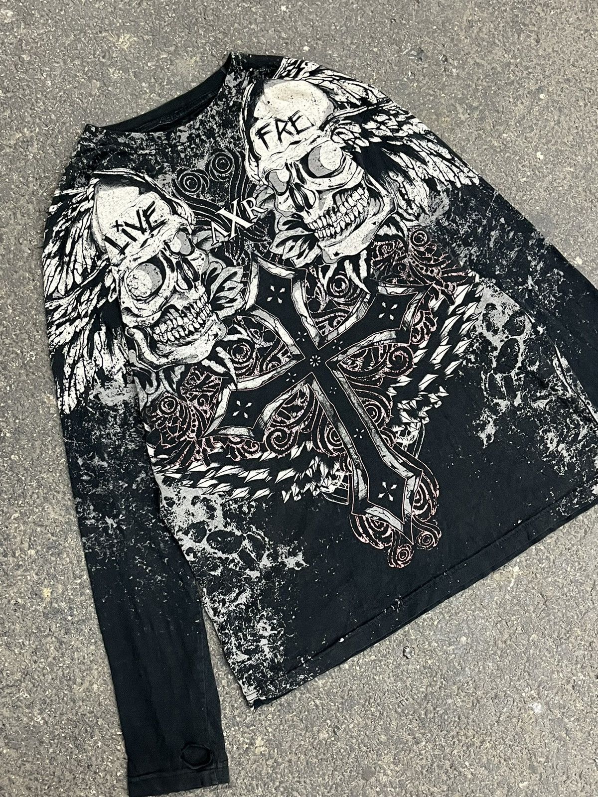 Affliction × Vintage Affliction style longsleeve tee grunge opium skulls skater Size US M / EU 48-50 / 2 - 3 Thumbnail