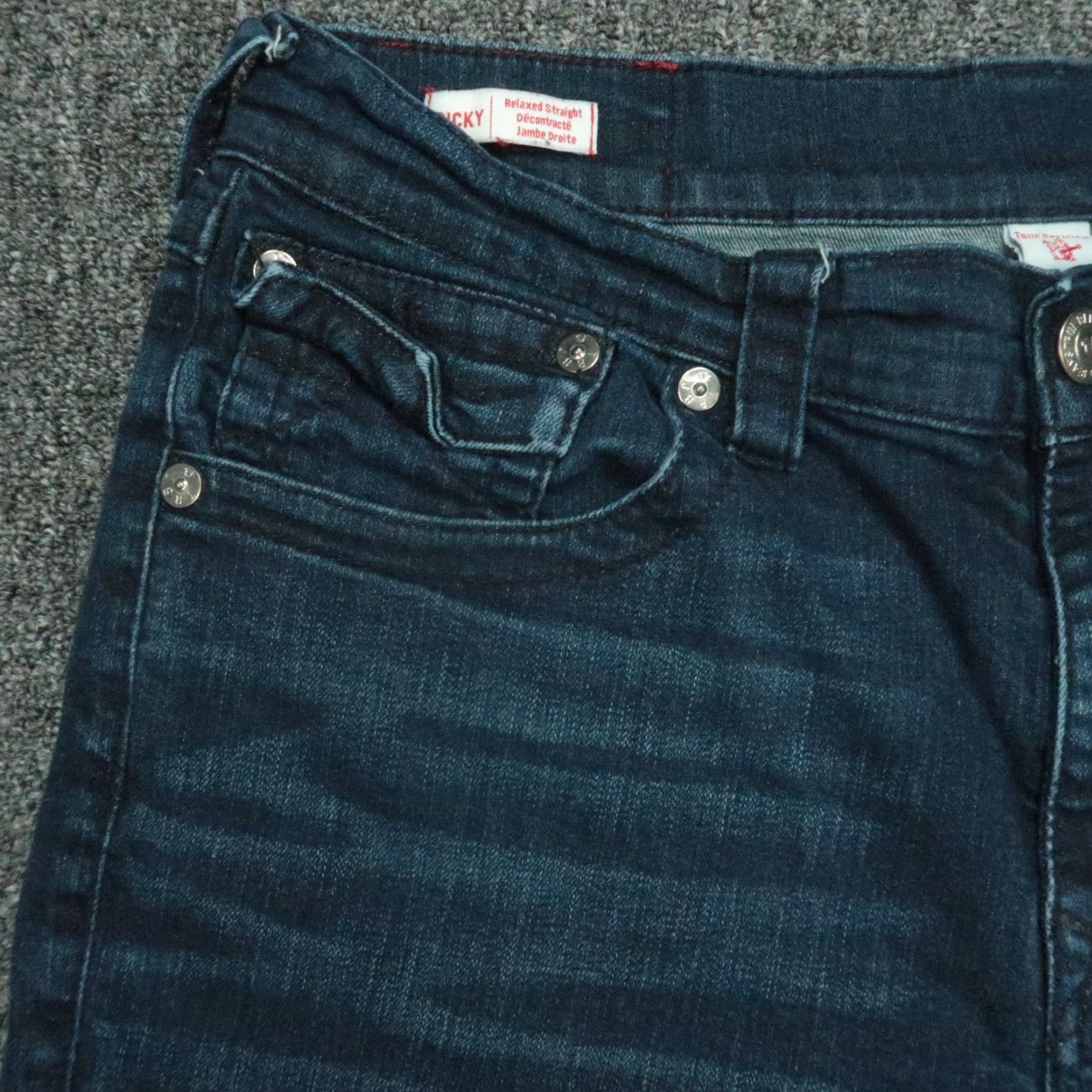 True Religion True Religion Shorts Mens 36 Blue Ricky Relaxed Straight Flaps Cut Off Dark Wash Size US 36 / EU 52 - 2 Thumbnail