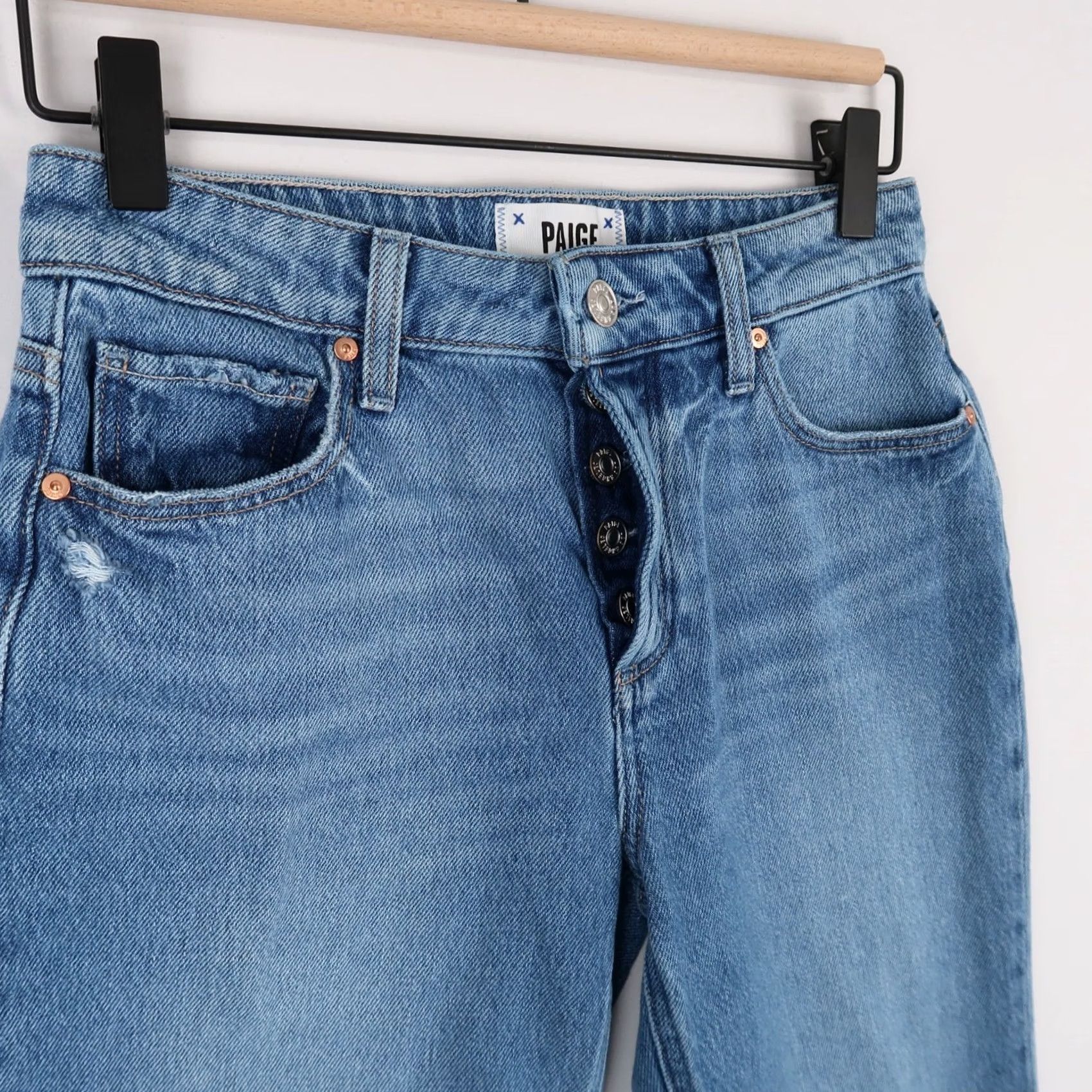 Paige Paige Jeans Womens Blue Straight Leg Button Fly 24 Coastline Size 42" / US 20 - 4 Thumbnail